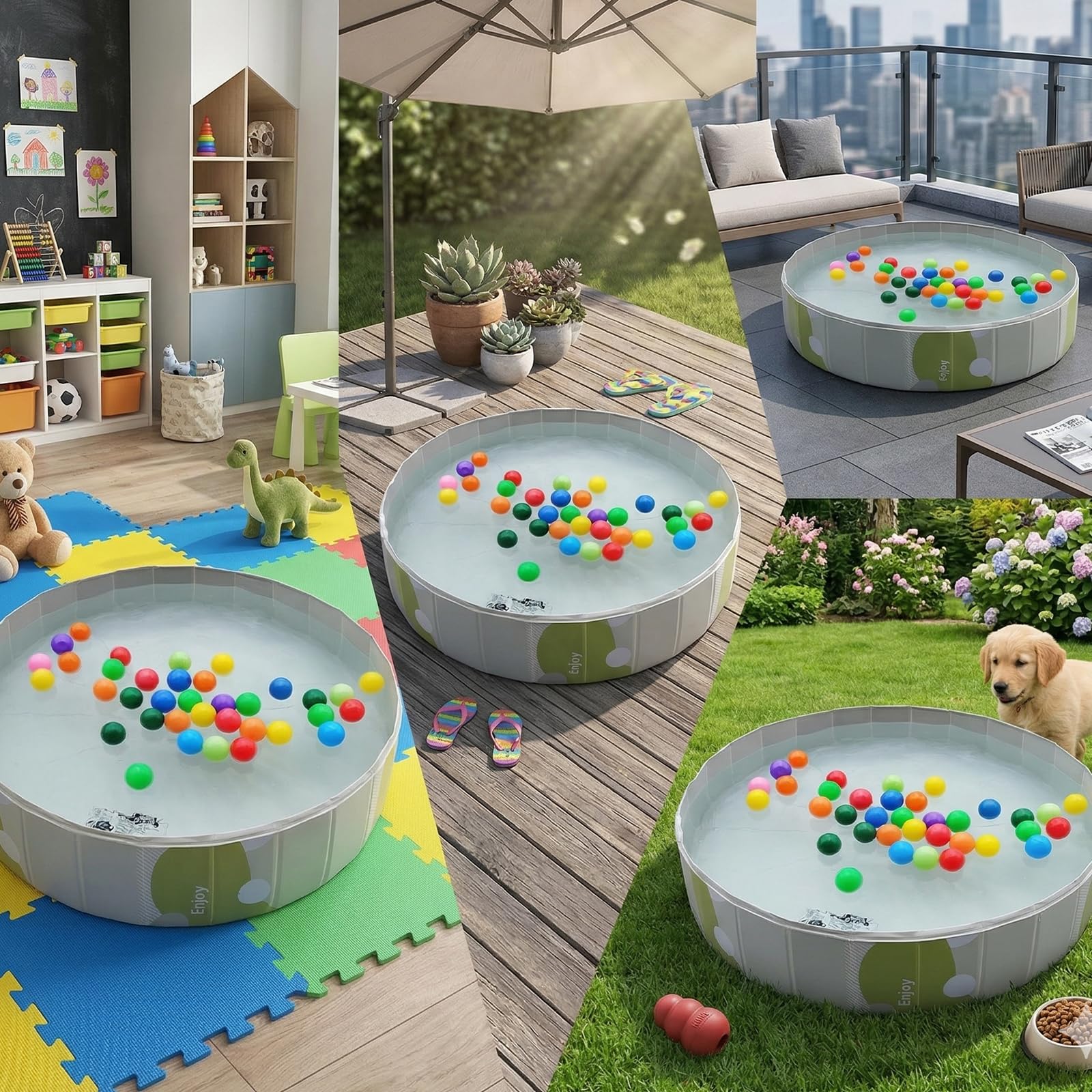 Piscina pieghevole per cani - 80 x 80 x 20 cm - Vasca portatile per cani - PVC spesso - Fondo antiscivolo - Piscina ecologica - Per cani e gatti - Giardino e balcone - Senza gonfiaggio