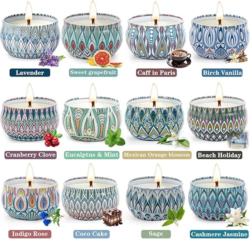 Miniatura 2 de Juego de velas perfumadas de regalo, paquete de 12 velas de aromaterapia para mujeres, velas aromáticas para el hogar, 300 horas de larga duración,