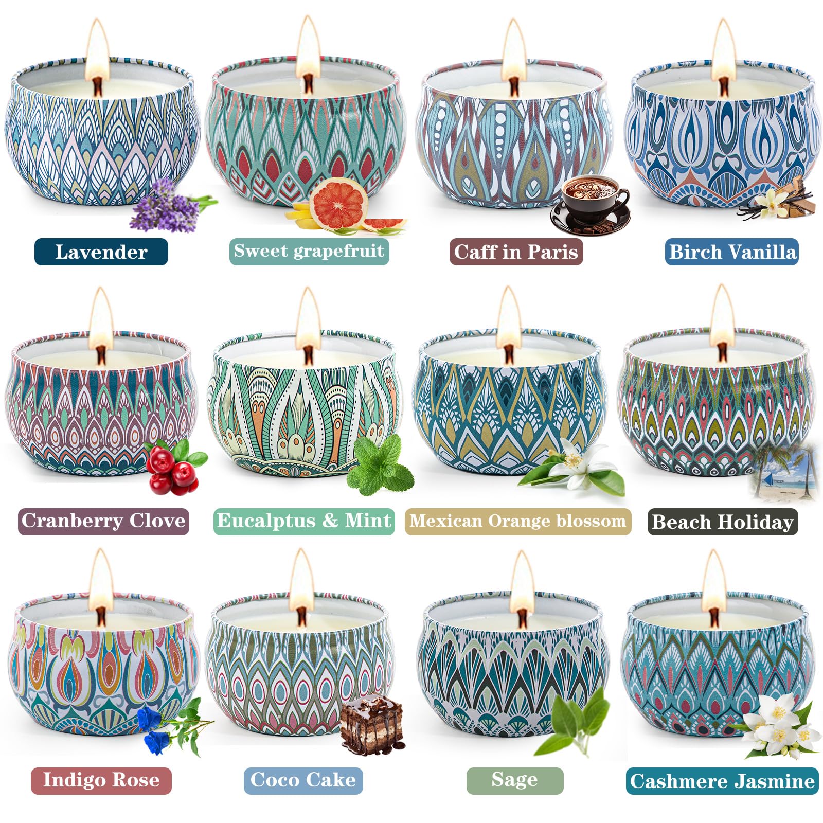 Duftkerzen-Geschenk-Set, Aromatherapie-Kerzen für Frauen, Kerzen für Zuhause, 300 Stunden lange Brenndauer, Sojawachskerzen-Set, Geschenke für Mutter, Frauen, Spa, Geburtstag, Jahrestag,