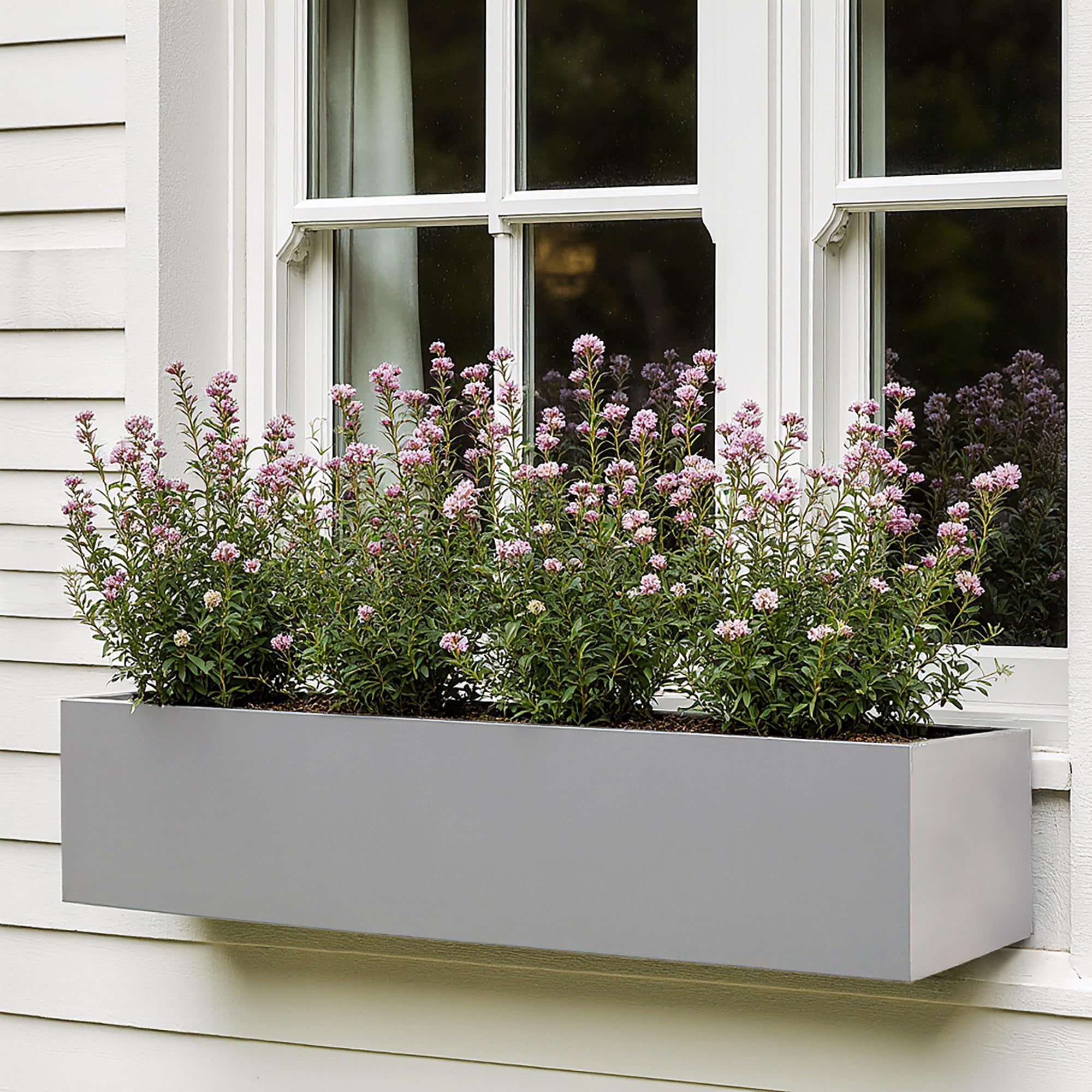 IDEALIST 80cm Planter | Grey Reinforced Stone Window Box | Narrow Trough | Windowsill Garden Planters with Drainage Holes L80 W17 H17 cm, 24 litres โ image 1