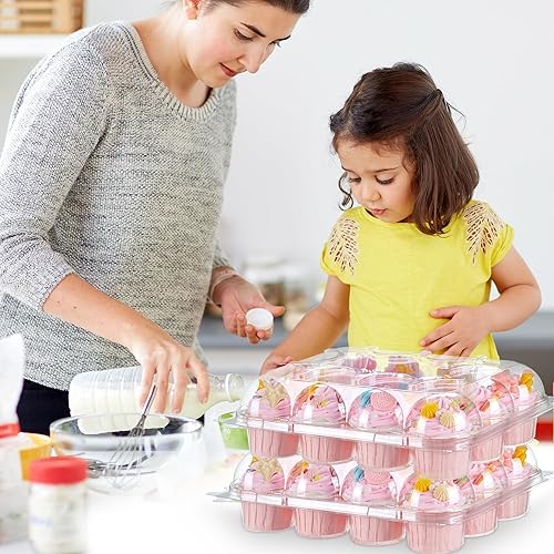Miniatura 5 de Contenedores para cupcakes, 12 unidades estándar (12 unidades x 15 juegos), cajas resistentes y fuertes para 12 cupcakes, soportes desechables para