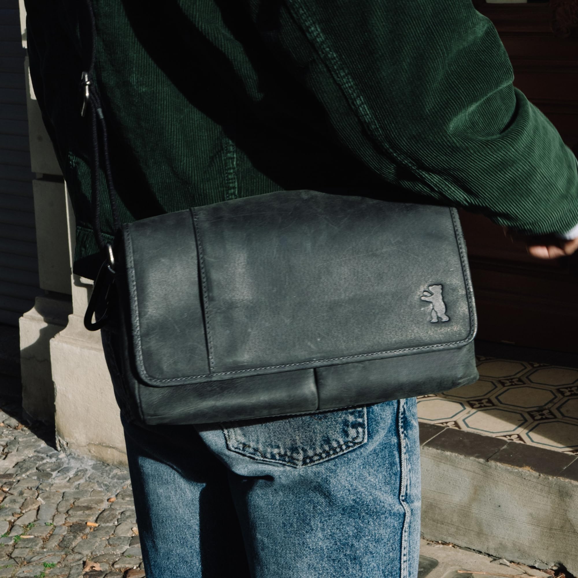 Berliner Bags Borsa da Lavoro X-Berg in Vera Pelle con Chiusura Magnetica, Formato Medio per Ufficio e Quotidianità, Uomo e Donna – Grigio Scuro
