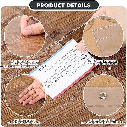 Miniatura 7 de Soporte para tarjetas de índice de 3 x 5 pulgadas 20 ranuras para tarjetas biblioteca bolsillos para tarjetas organizador de plástico transparente