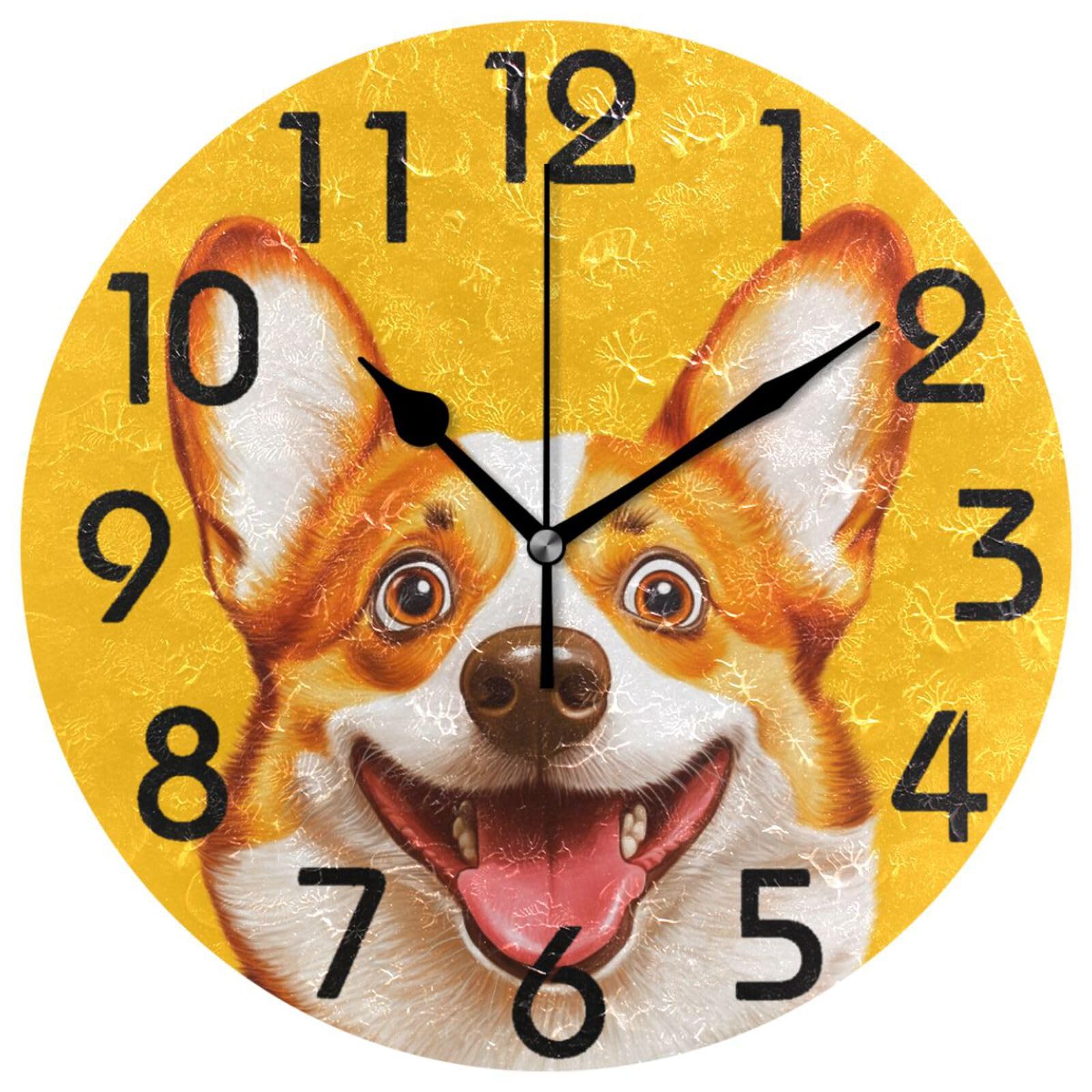 Grande horloge murale Corgi silencieuse pour éliminer le bruit du tic-tac