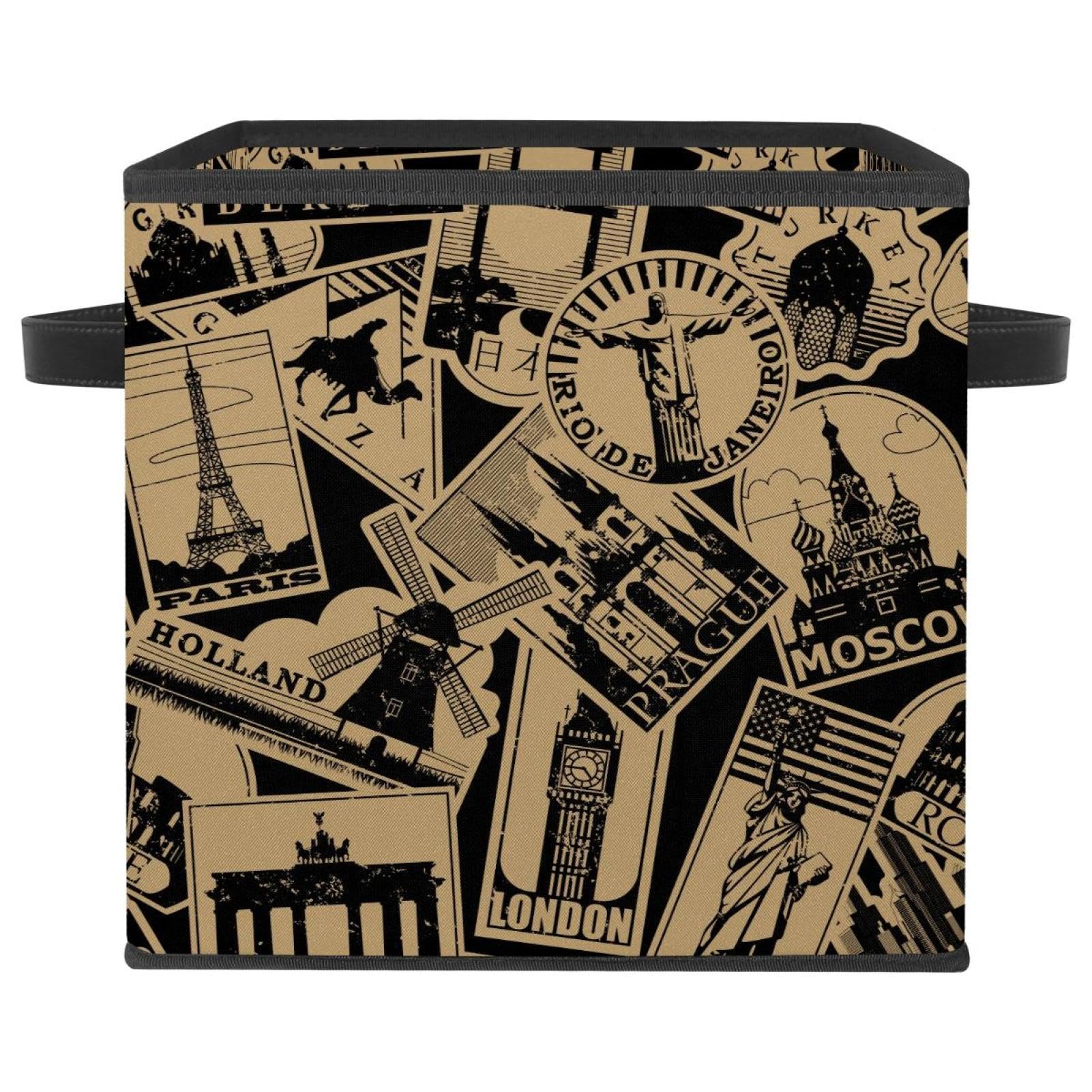 Panier de rangement pliable cube en tissu vintage de qualité supérieure pour livres