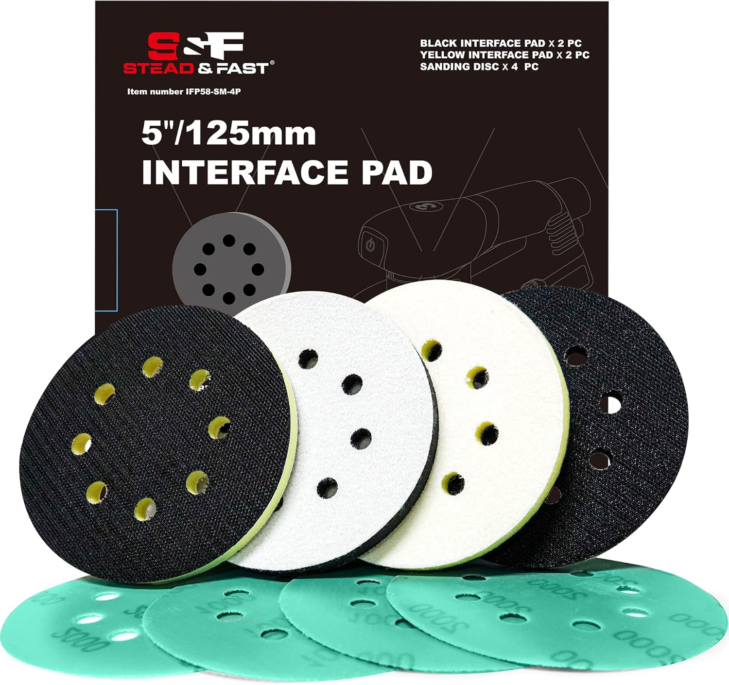 5 inch Orbital Sander Foam Pad 4 PCS, Interface Pad with 8