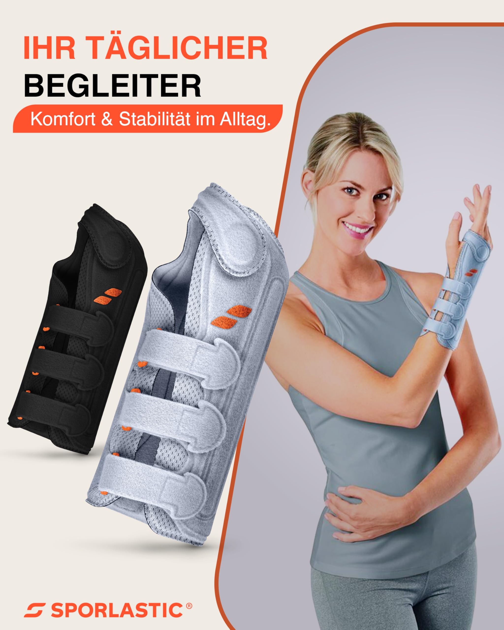 SPORLASTIC MANU-HiT CARPAL - Muñequera derecha (férula, platino, talla XS)