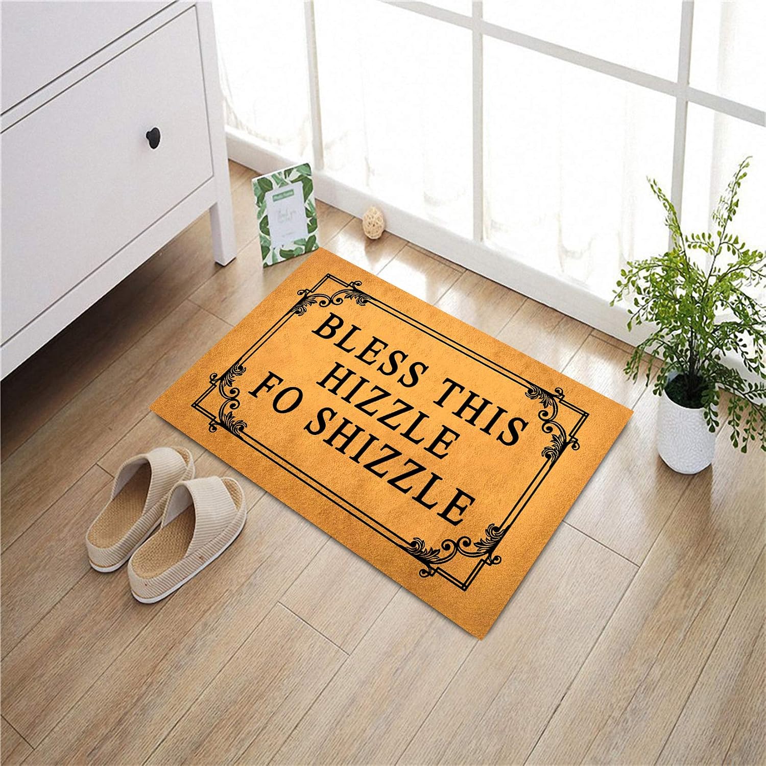 FunXiLin Funny Welcome Doormat(29.5" x 17.7") Non-Slip mat Gift mat Personalized Home Decor mats for in Door Kitchen Entrance Rugs and Mats (Bless This Hizzle Fo Shizzle) image 2