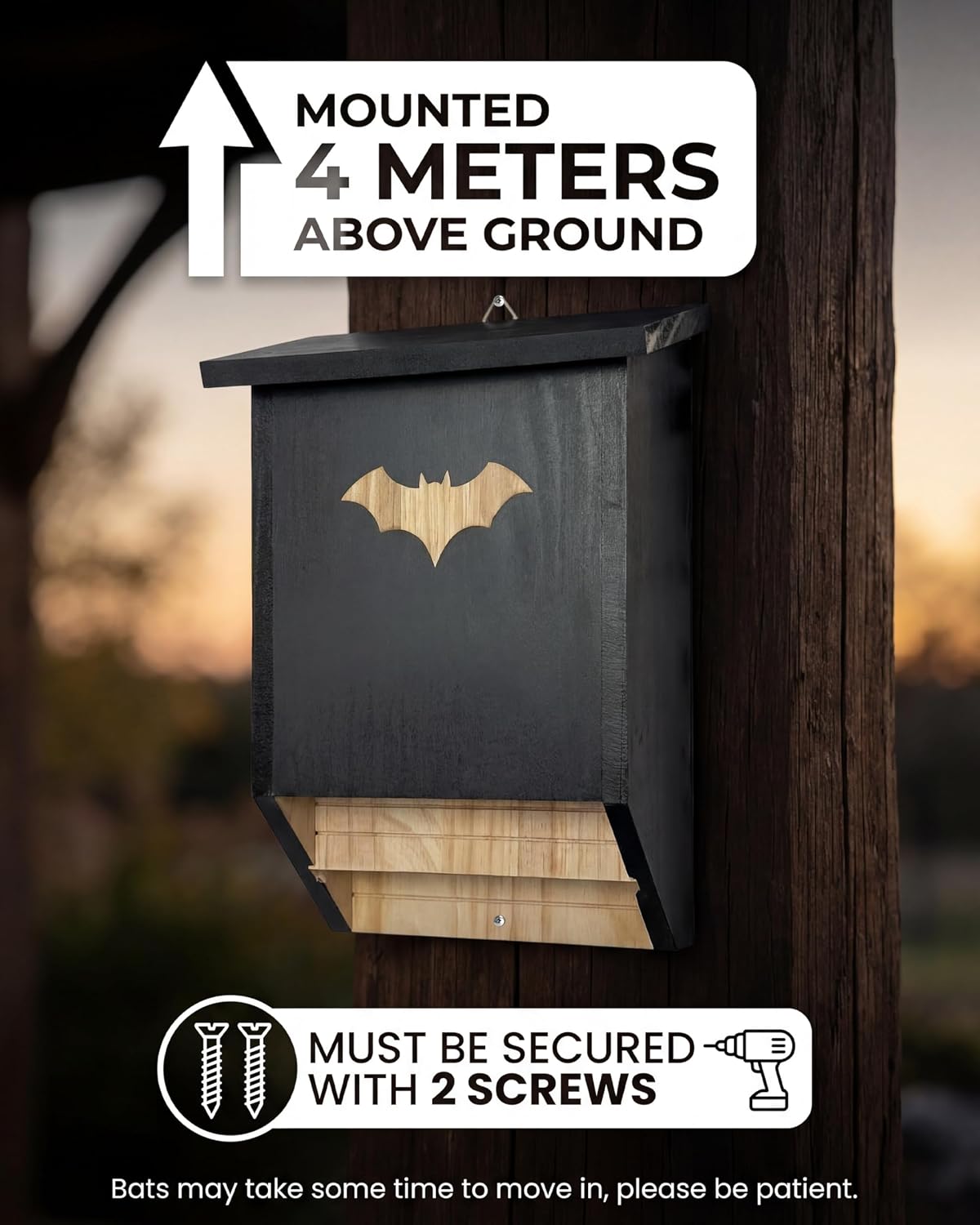 Bat Houses, Large Wooden Bat Boxes for Outdoors Outside Tree Wall, Two Chamber Design Bats House Kit Attract Bats Yard Garden Farmhouse
