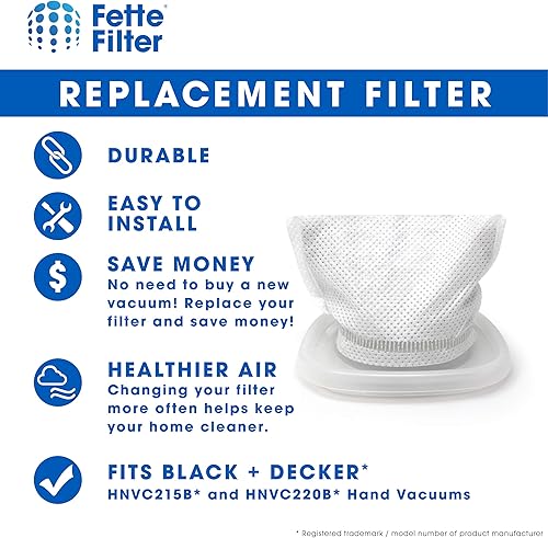 Miniatura 2 de Filtro de grasa, repuesto de filtro de vacío compatible con aspiradoras de mano Black and Decker Dustbuster, parte # HNVCF10, paquete de 3