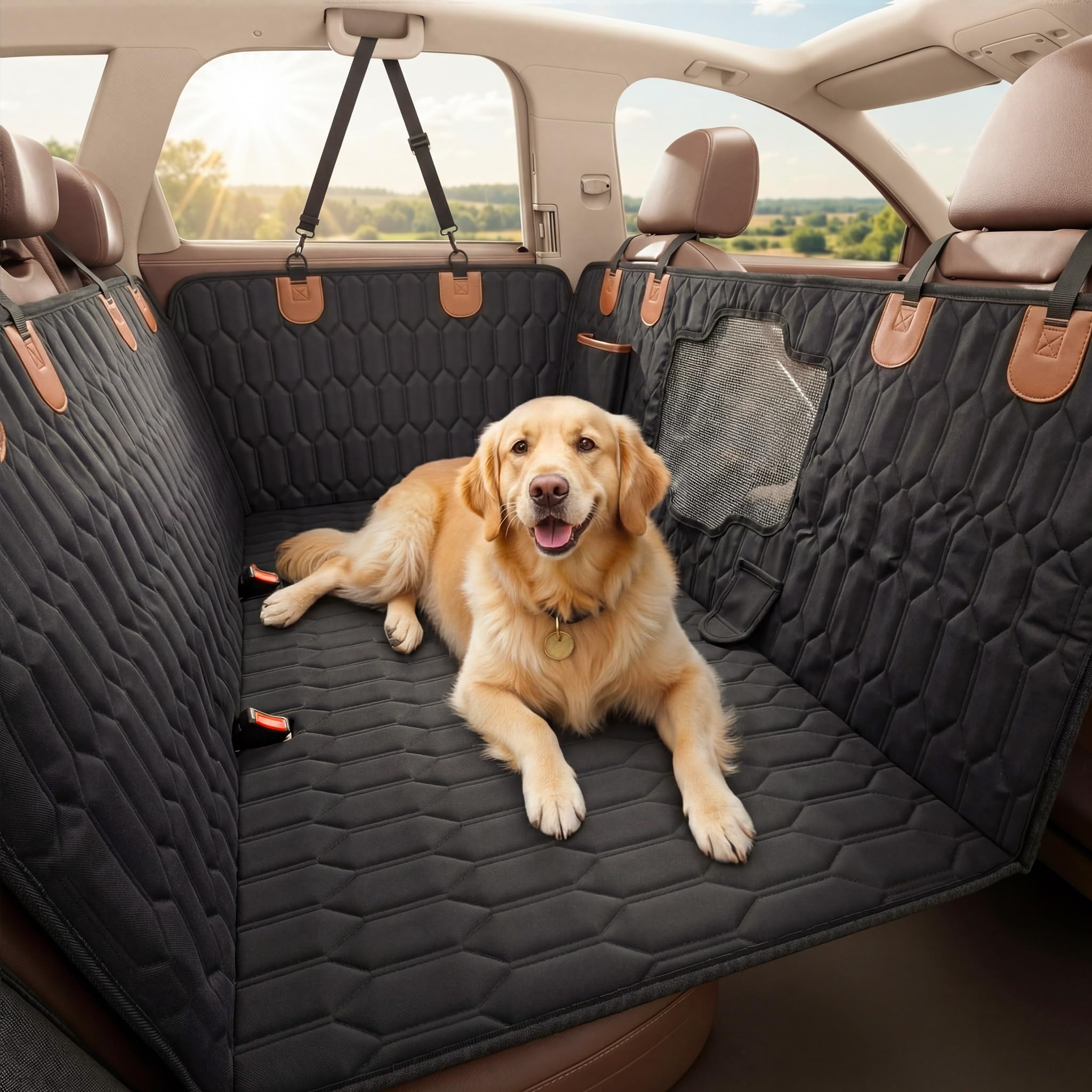 Fudajo Couverture siège arrière pour Chiens - 1320 x 570 x 350 mm/Oxford 600D - Housse séparable Banquette arrière Voitures - Transport canin félin