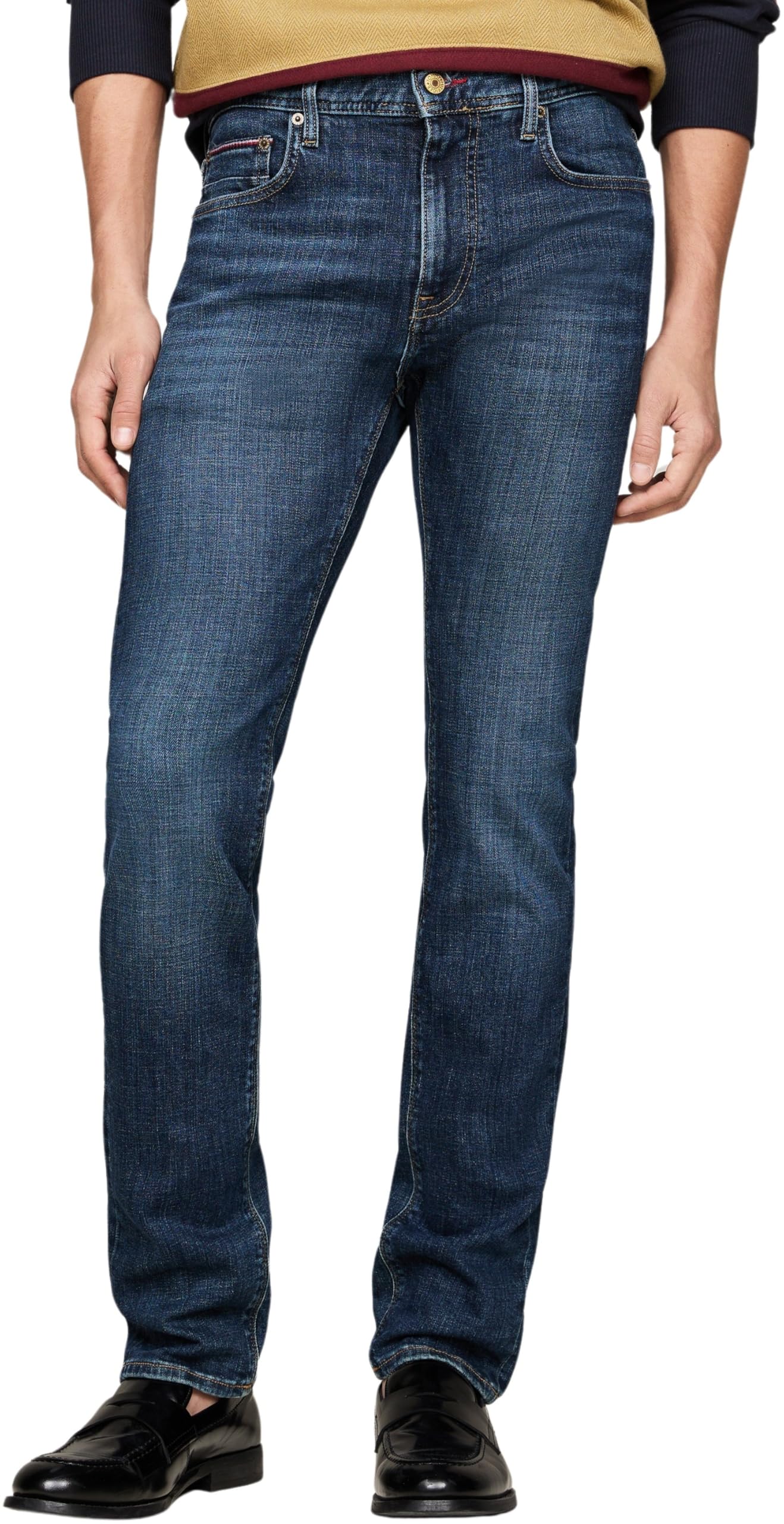 Tommy Hilfiger Men's Blue Slim Fit Jeans, W31 L32, Straight Fit Jeans Five Pocket Denton