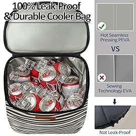 Camping Cooler Backpack 45 Cans, Soft Backpack Coolers Insulated Leak Proof Travel Cooler Bag Waterproof Lunch Picnic Beach Work Trip Thermal Bag Drink Beverage Beer Cooler Stripe