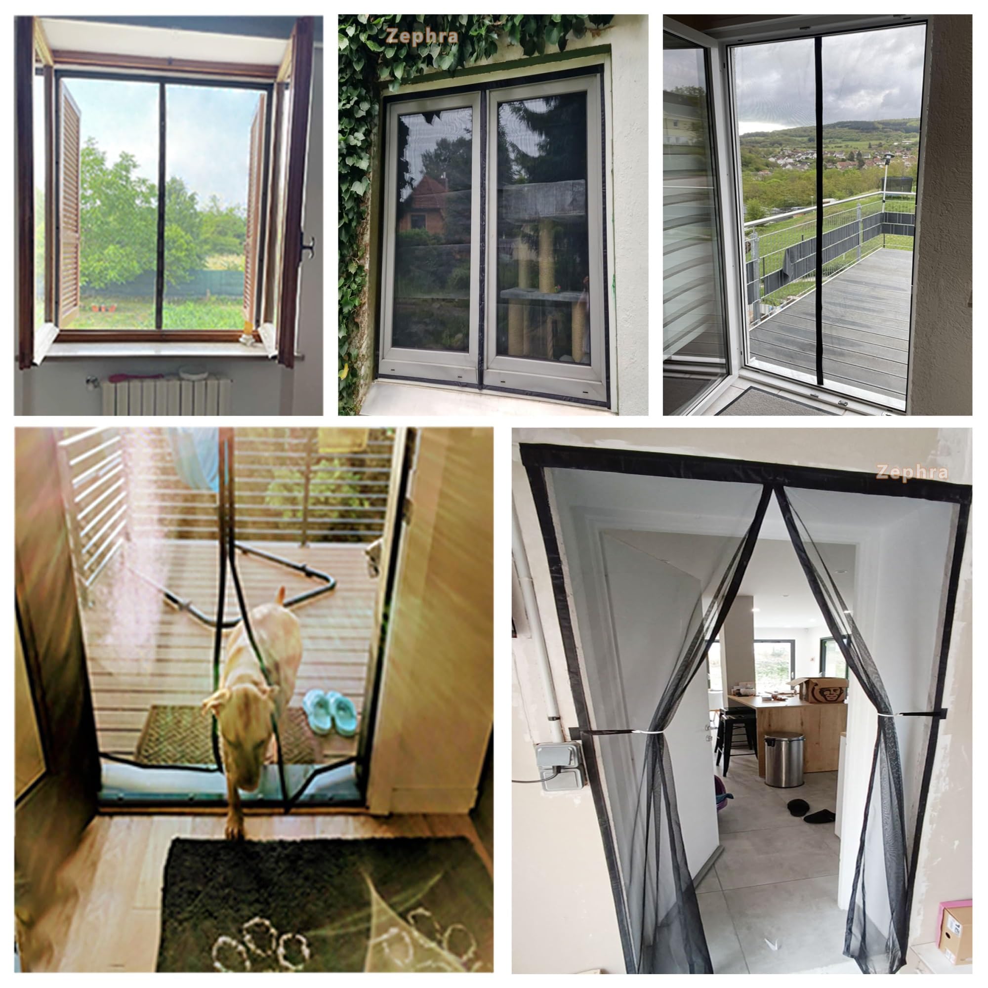 Zanzariera A Chiusura Automatica, 255x210cm Tenda Zanzariera per Porta, Chiusura Automatica Adsorbimento Magnetico, per Porte D'Ingresso Porte Cortili JPP1k Nero
