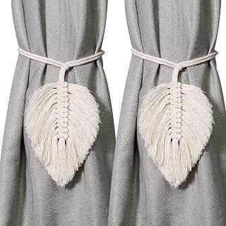 2Pack Curtain Tiebacks Handmade Holdbacks - Farmhouse Curtain Tie Back Holder by Hand-Woven Cotton Rope, Bohemian Home Decoration Drapery Holdback