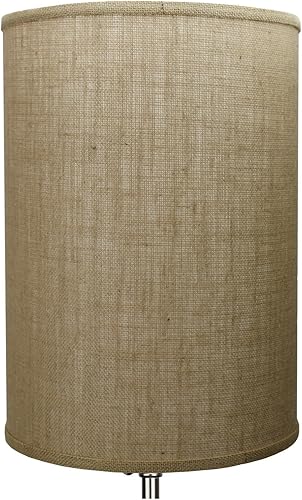 Miniatura 2 de FenchelShades.com 12" Diameter x 17" Height Drum Lampshade Retro Rustic Vintage Hardback USA Made (Burlap Natural)