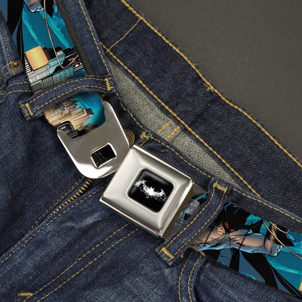 Belt Seatbelt Buckle Flashpoint Batman Action Pose Cityscape Youth 20 to 36 Inches