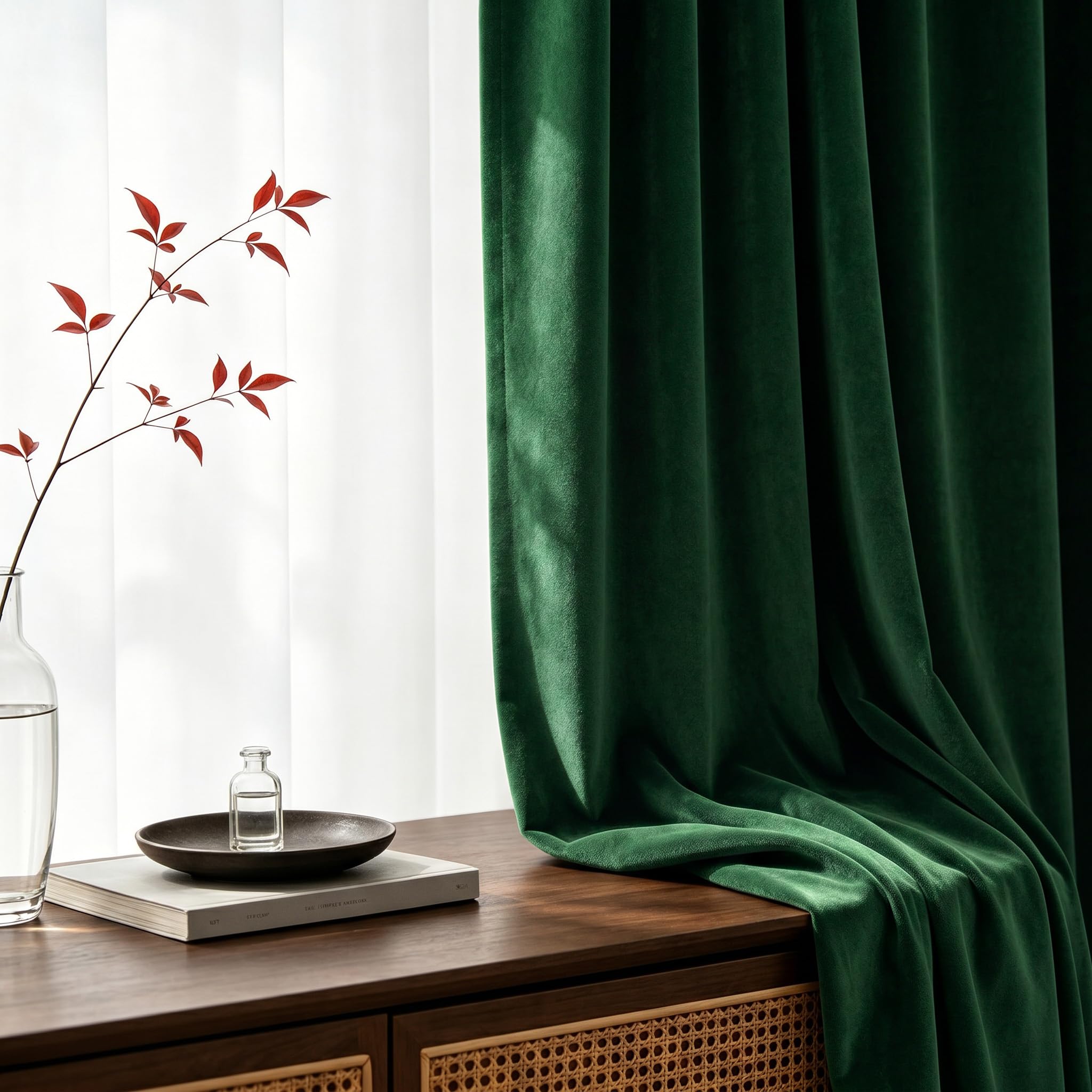 Bagaille VELOURS CURTAIN ★ GREEN Amazon.com: Dchola Emerald Green Velvet Curtains for Bedroom