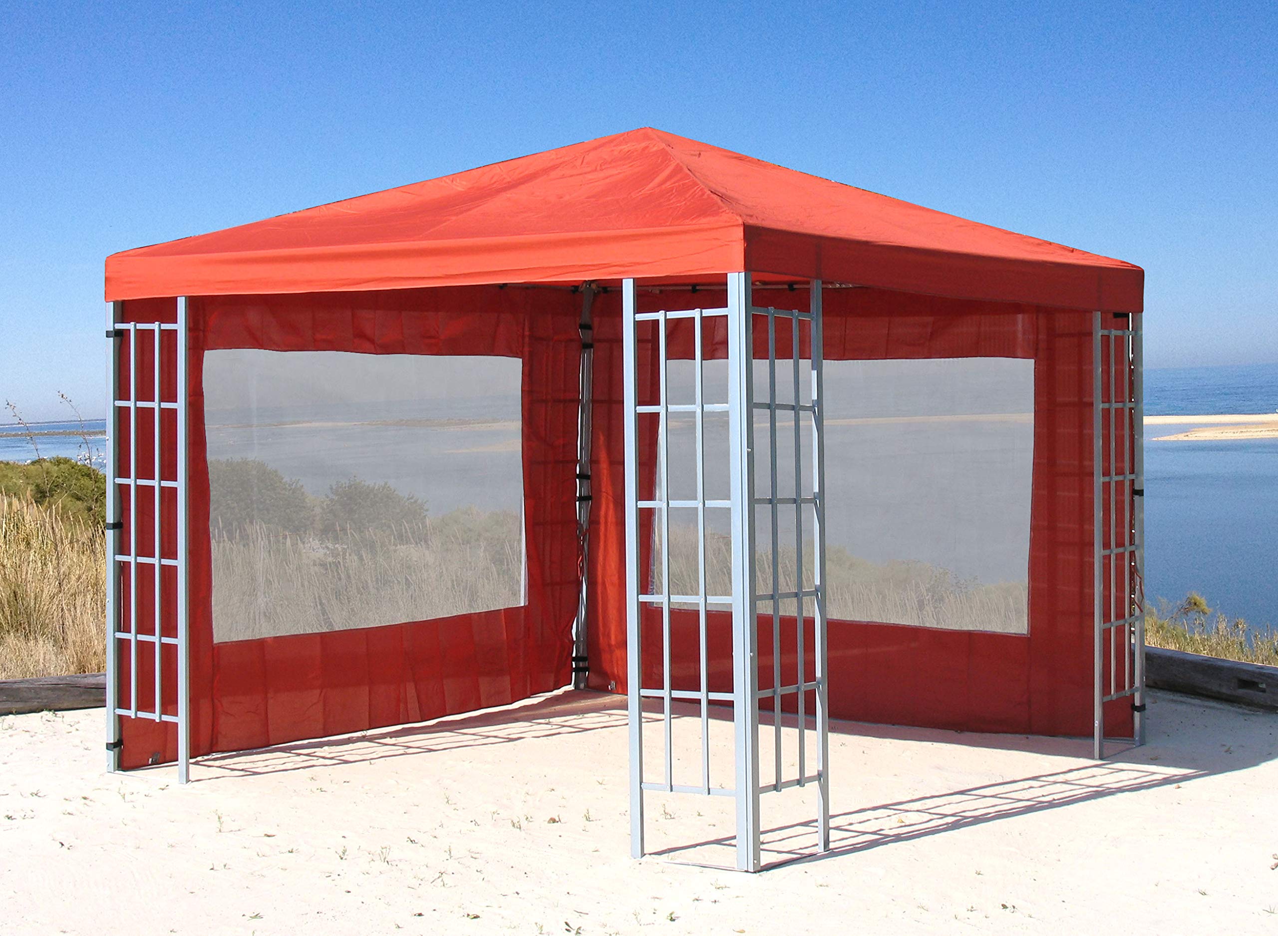 QUICK STAR 2 cz??ci boczne z oknem PE 300 x 197 cm do pawilonu Rank 3 x 3 m ?ciana boczna Terra/czerwono-pomara?czowy RAL 2001