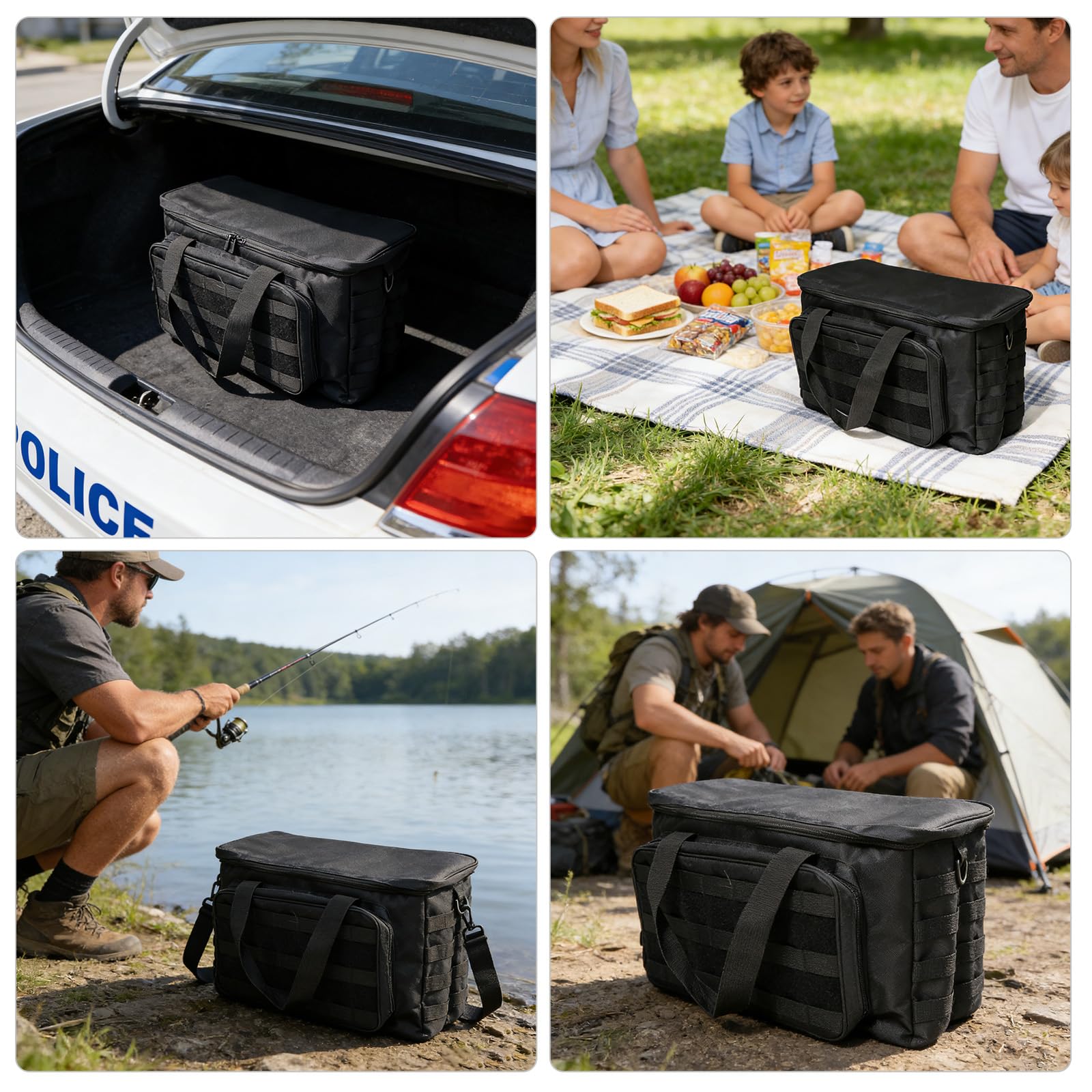 Polizei Tasche Taktische Tasche Range Bag, Waffentasche Molle Organizer Beifahrersitz Auto Vordersitz-Organizer Passend für Beifahrersitz, Reisetasche Militär mit Fach und Getränkehalter