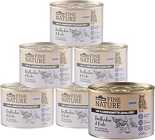 Dehner Fine Nature Wet Cat Food Grain-Free for Older Cats, Turkey/Duck, 6 x 200 g Tin (1.2 kg) product image