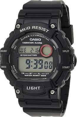 Casio Mud Resistant Stainless Steel Quartz Watch with Resin Strap, Black, 27.6 Model TRT-110H-1AVCF, Standard