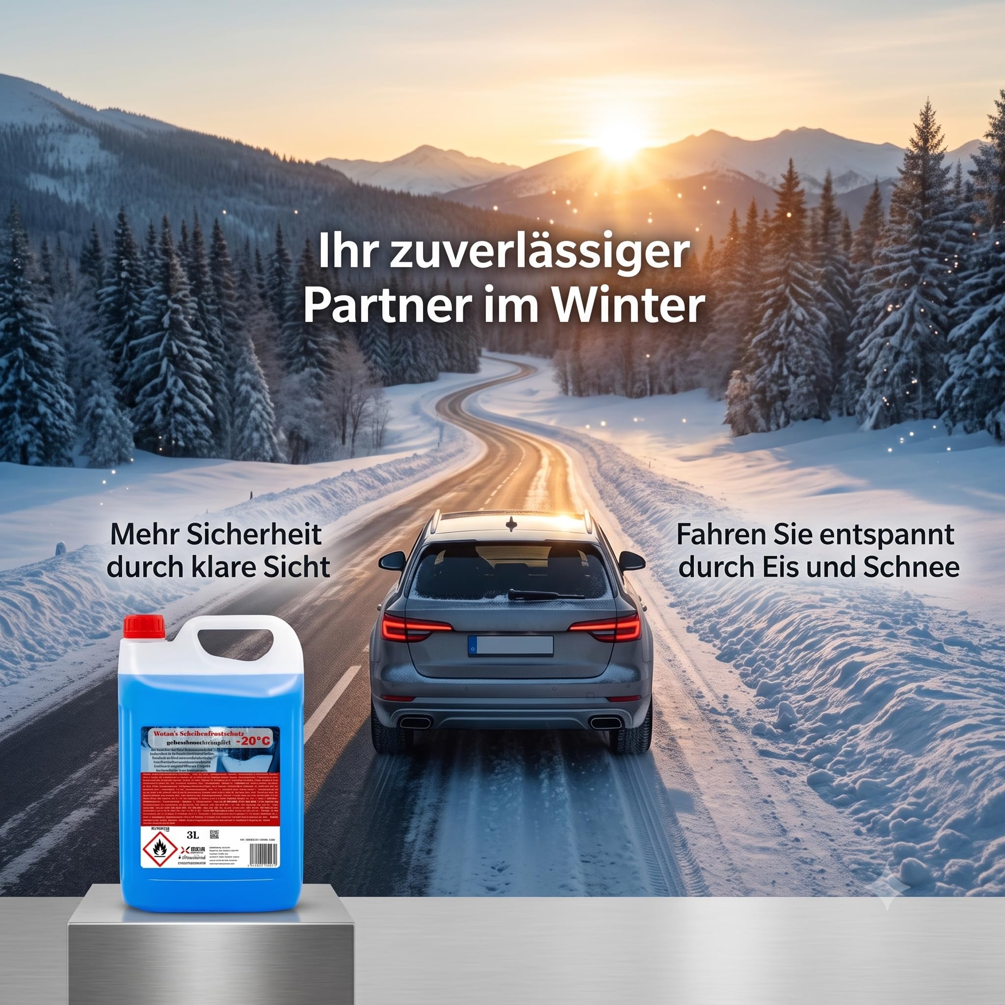Wotan's 30 Liter Scheibenfrostschutz - 20 Grad | Frostschutz für die Auto Scheibenwaschanlage | Scheibenfrostschutz Konzentrat 30L (6 x 5L) | Frostschutzmittel Scheibenwaschanlage