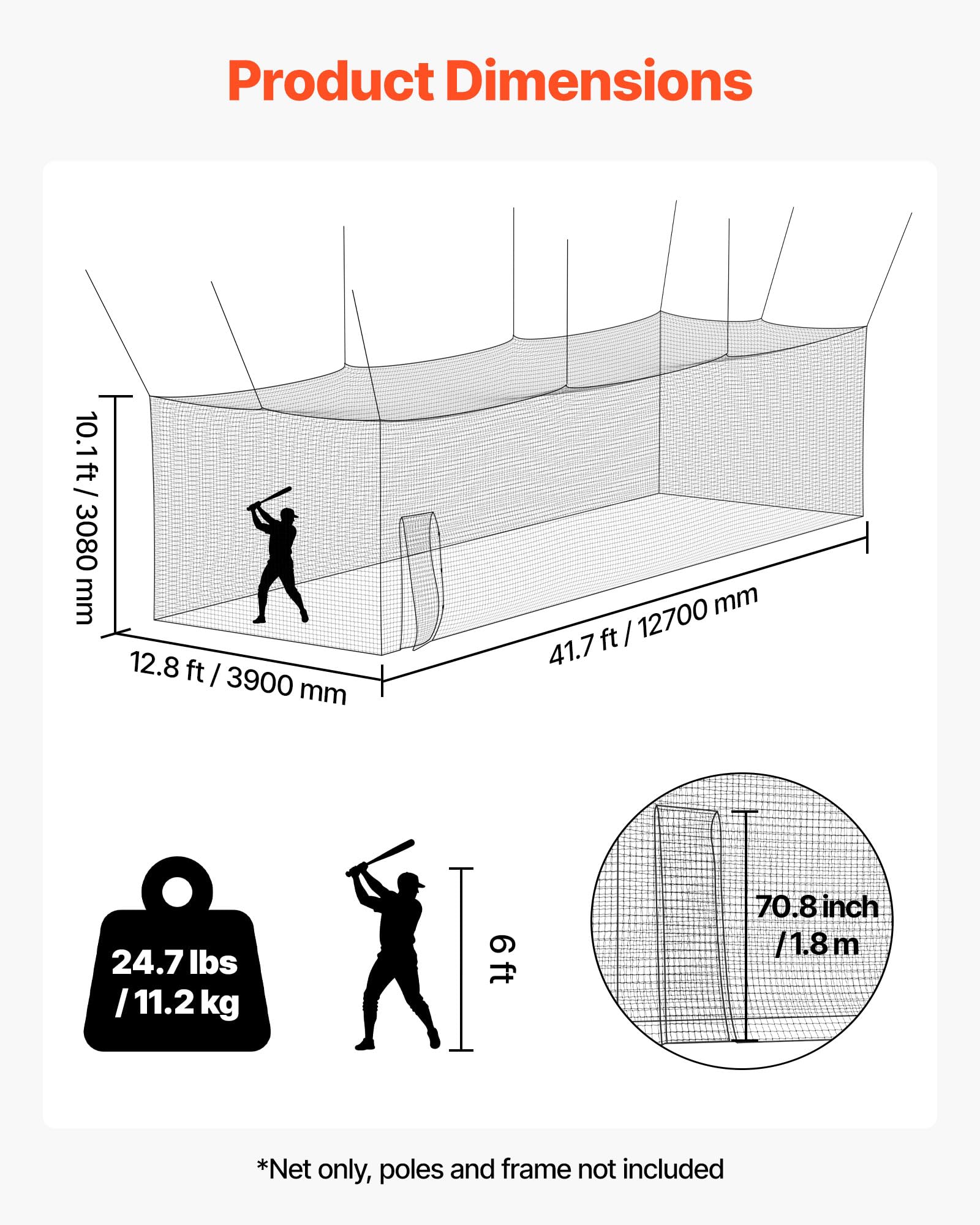 VEVOR Rete da Allenamento Multisport Baseball, Billfold Unisex Adulto