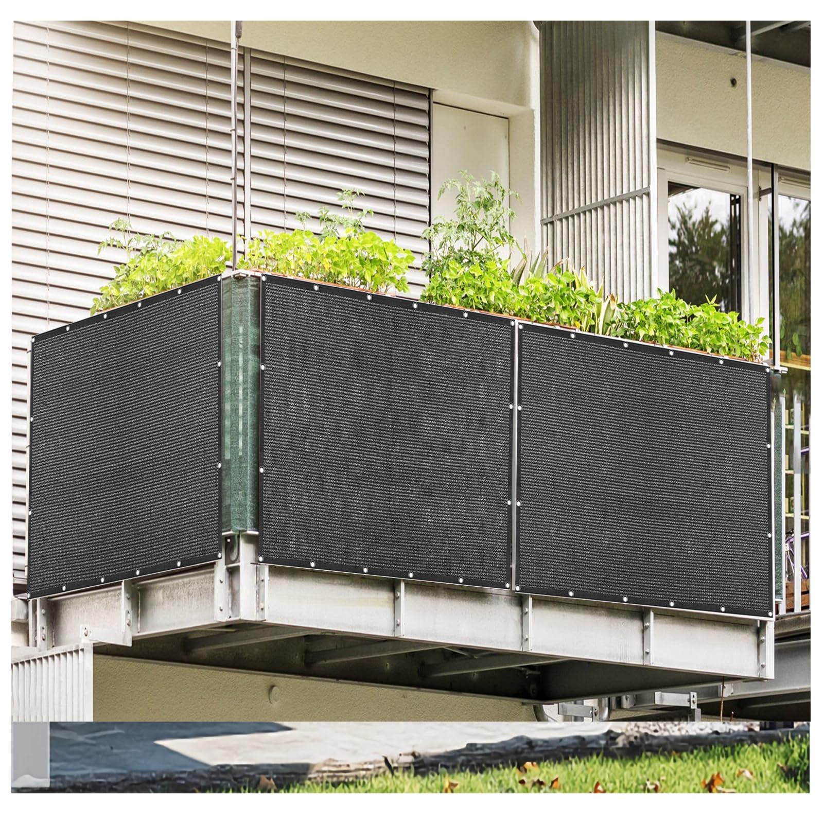 DGSFES 1mx1.8m Black Shade Netting - 90% UV Block Garden Privacy Screen Mesh with Eyelets - Heavy Duty Sun Shade Cloth for Greenhouse, Patio & Balcony