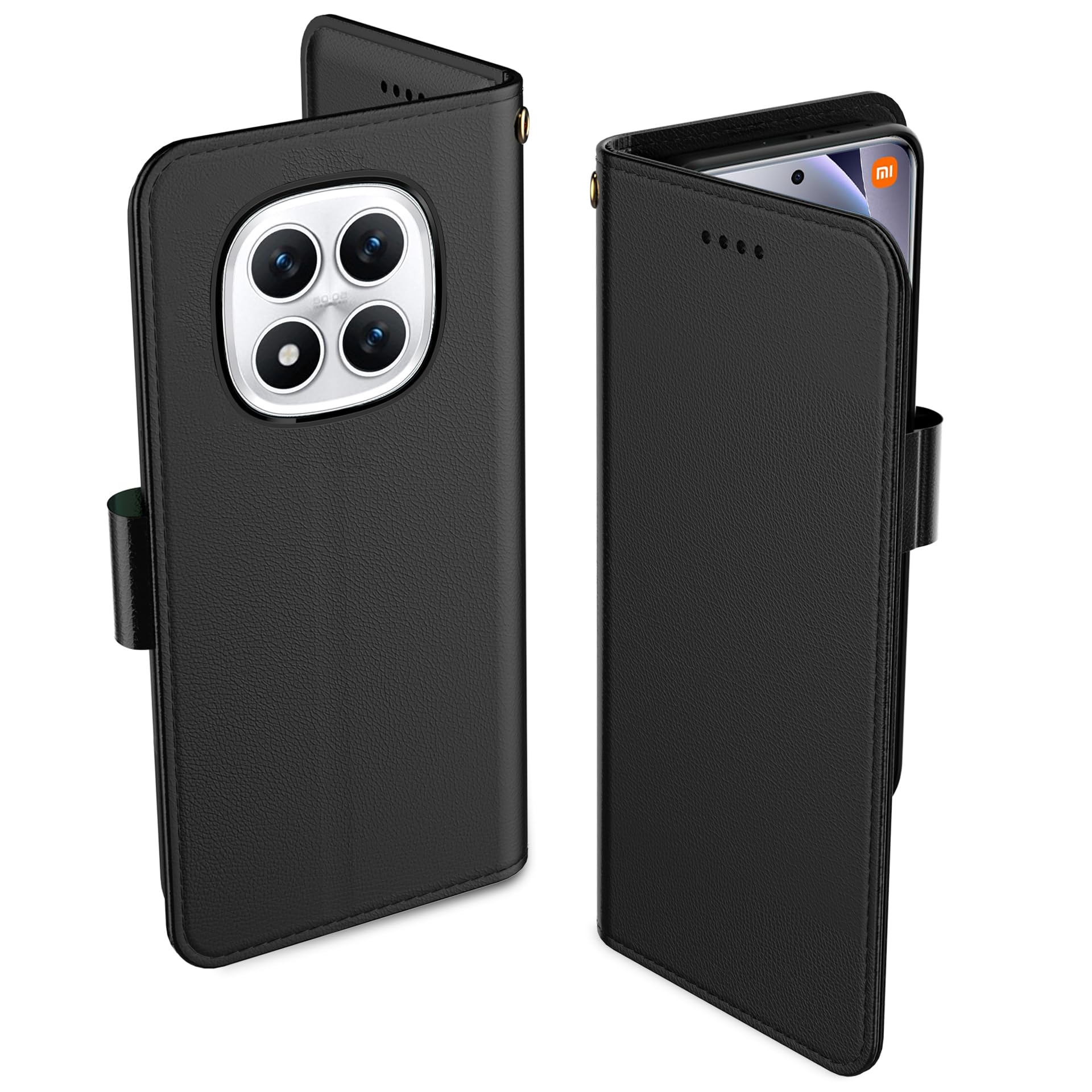 Leren hoesje voor Xiaomi Redmi Note 15 Pro 5G, kat, telefoonhoes, kaartsleuven, beschermhoes, magneetsluiting, standaard, volledige bescherming, kraspaal, leer, klapportemonnee, telefoonhoes, groen