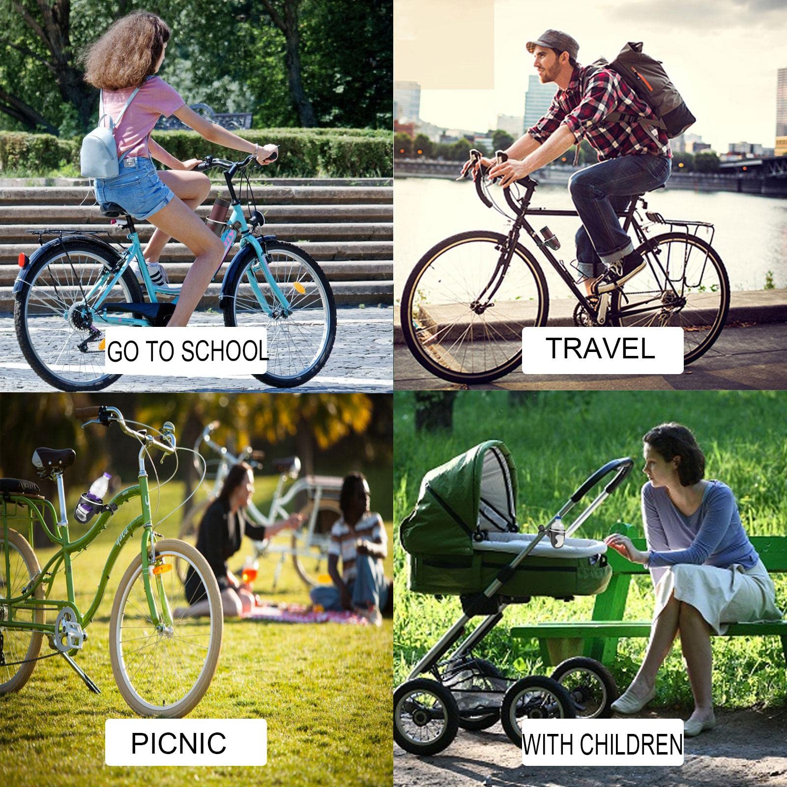 Keptfeet 5 Portabicchieri per Passeggino - Portabevande 2 in 1 Regolabile | con Supporto per Telefono,Portacellulare Universale 2 in 1 per Passeggino, Bici, Sedia a rotelle, deambulatore, Scooter