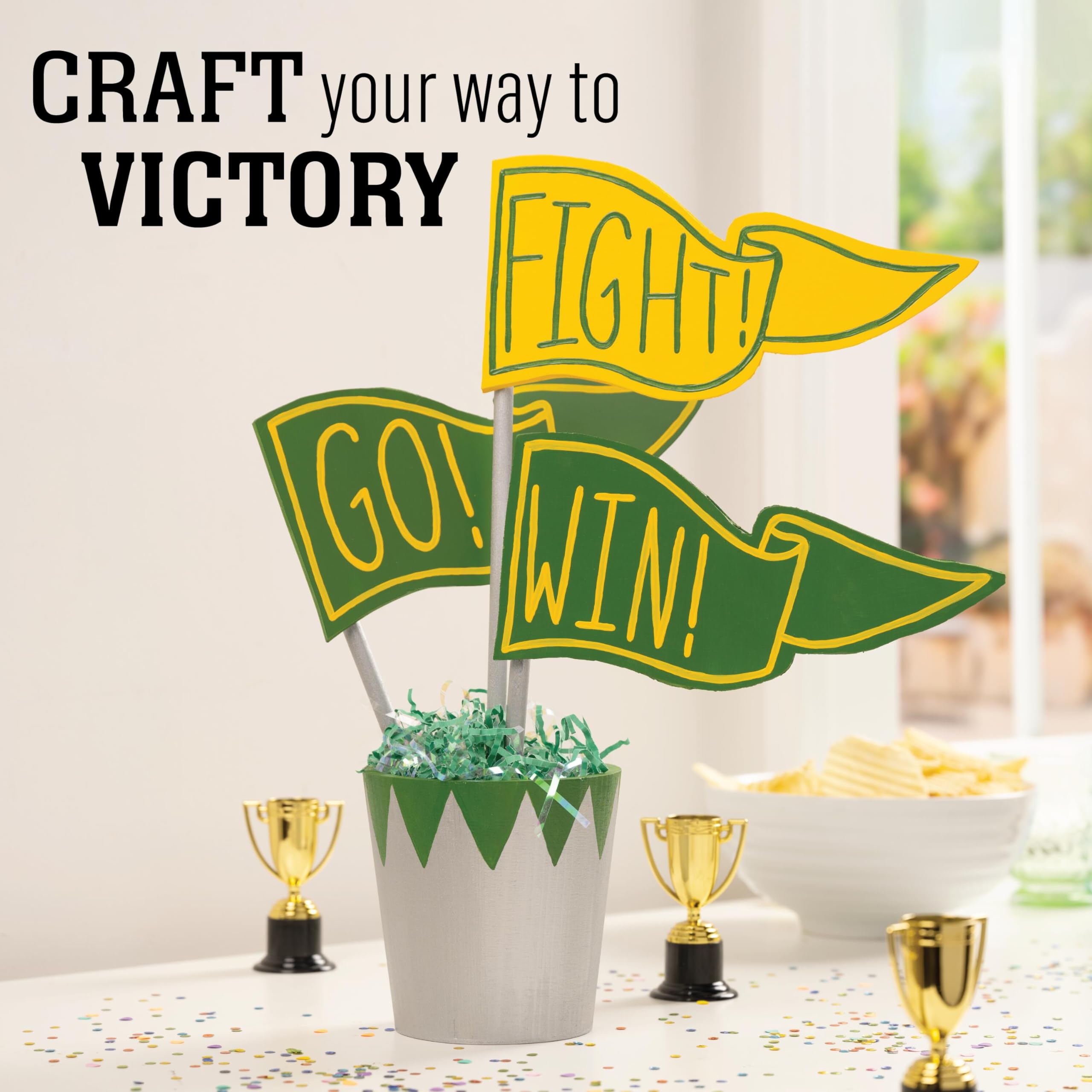 FolkArt Varsity Hues - Kit di colori acrilici, 15 pezzi, include 12 colori multi-superficie e 3 pennelli piatti premium