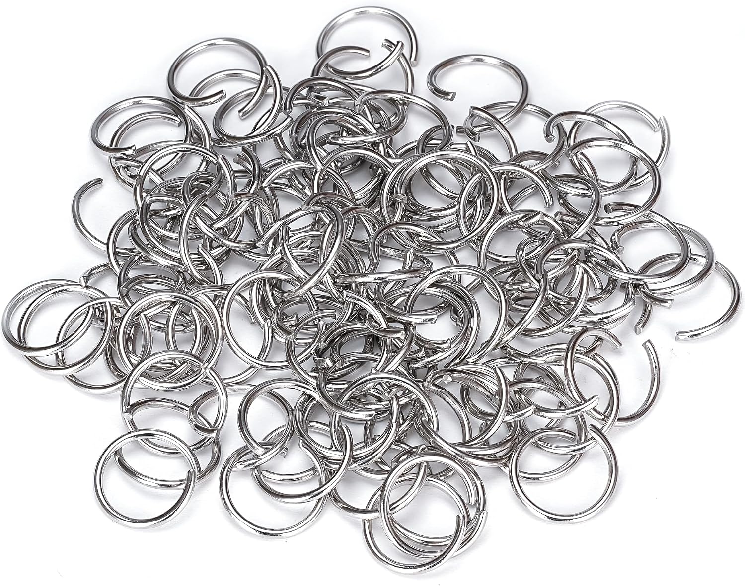 1000Pcs 12mm Stainless Steel Open Jump Rings 16 Gauge Metal O Rings Single Loop Connectors for Jewelry Necklaces Bracelet Earrings Keychains Chainmail DIY Making