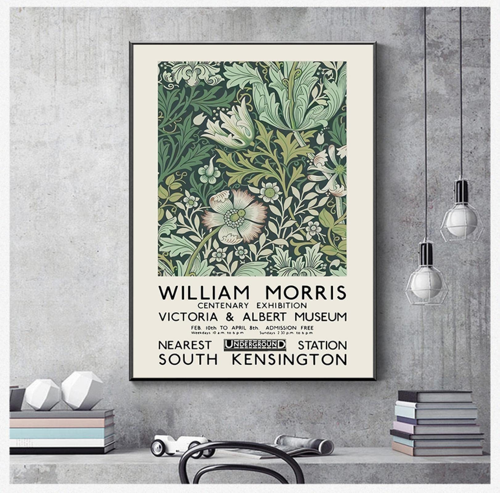 LINKGIN Home Poster della mostra del museo con incorniciato London Underground Art Nouveau Painting William Morris Canvas Print Wall Decor 60x40cm Cornice interna