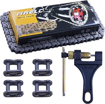 428H Motorcycle Chain+ Chain Breaker,118-links Heavy Duty Drive Chain