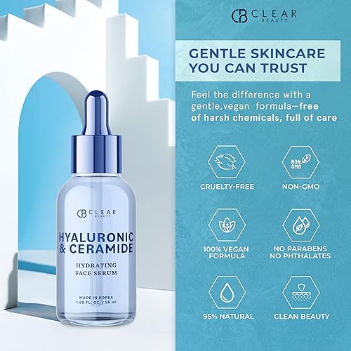 Miniatura 2 de Clear Beauty Suero de ceramida y ácido hialurónico para cara, dermatológicamente probado, cuidado de la piel coreano antienvejecimiento, hidratación