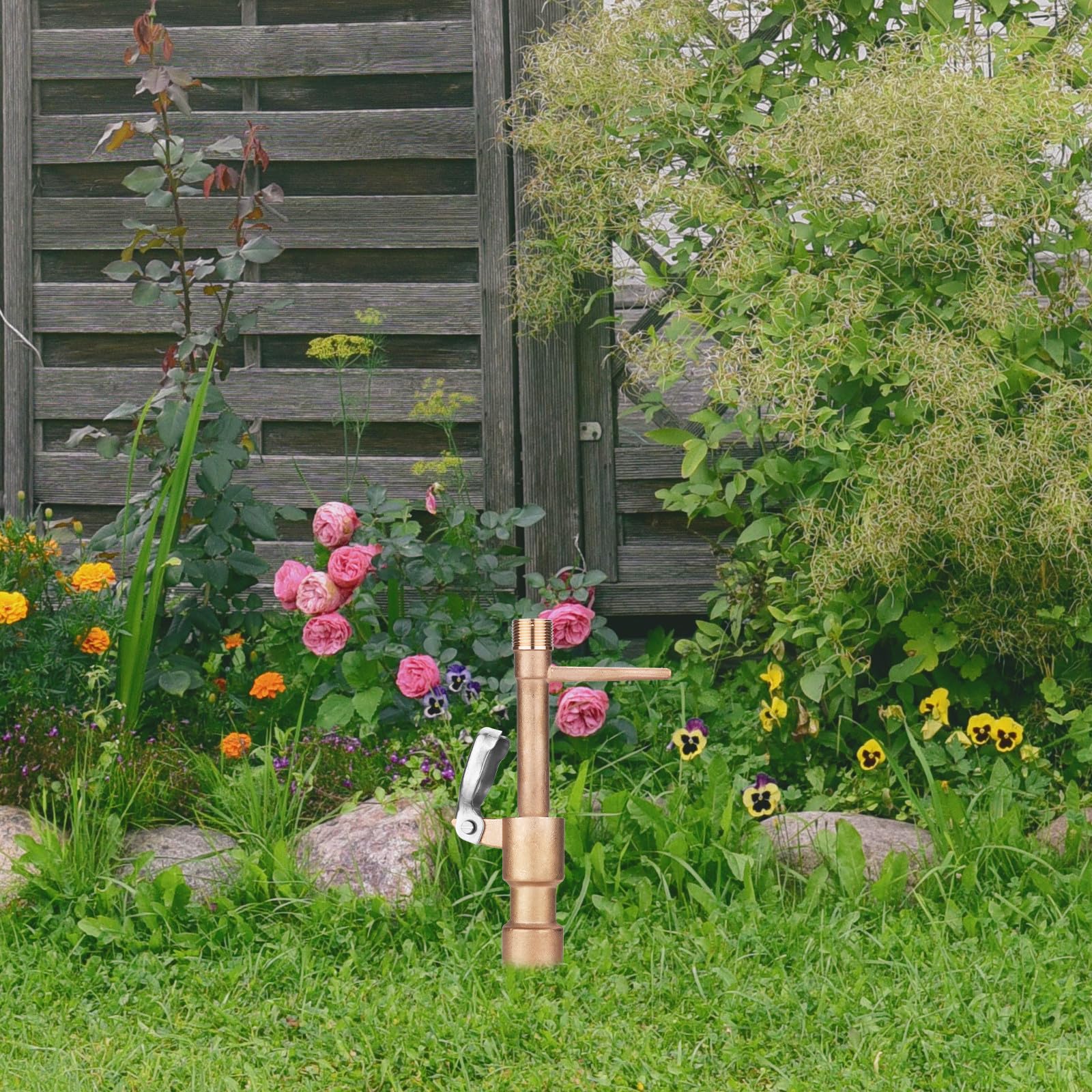 Valvola per Irrigazione da Giardino in Rame 6/4" Connettore Rapido Presa D'acqua Sotterranea per Prato e Impianto di Irrigazione Esterno Set Completo Giardino