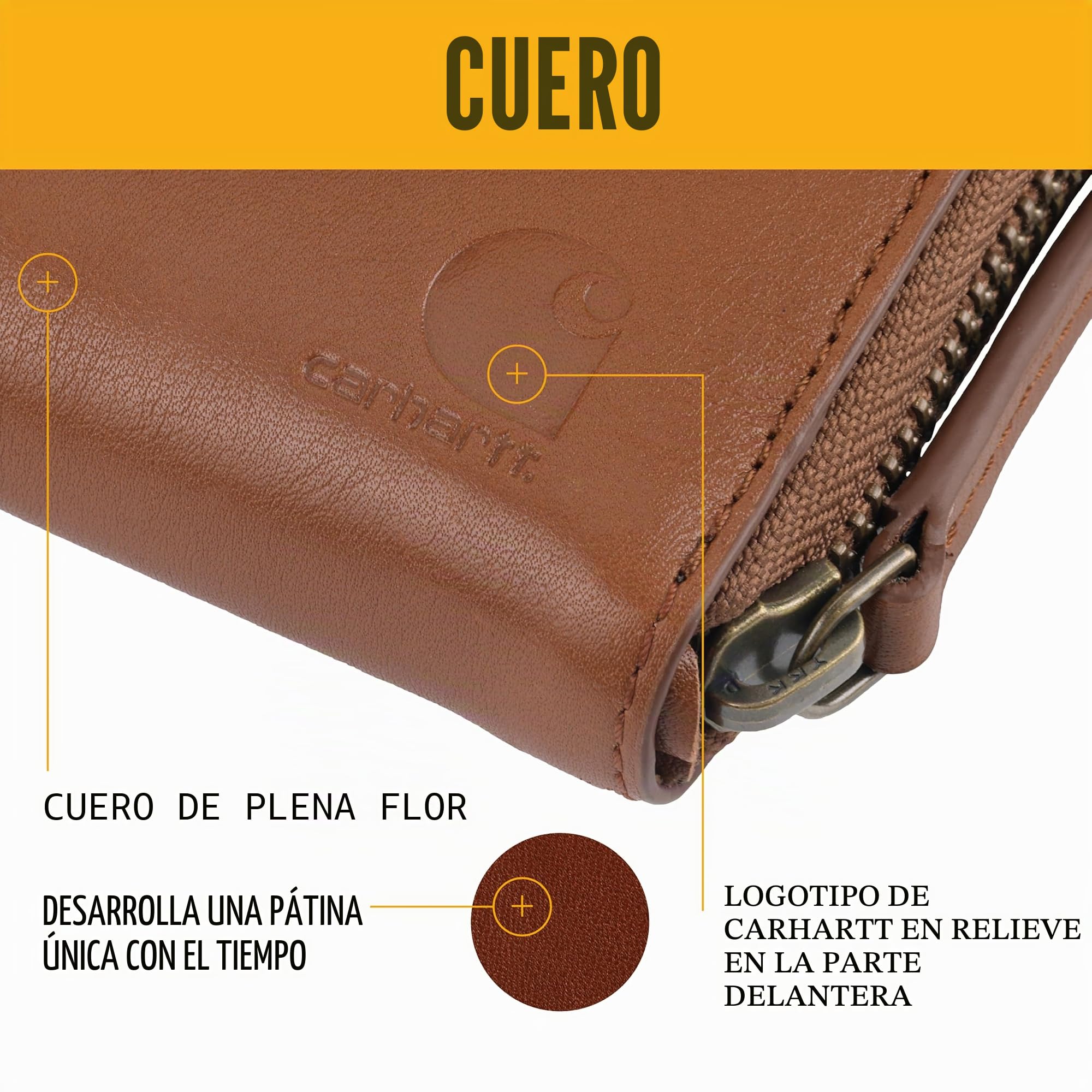 Carhartt Carteras Casuales de Cuero de Grano Completo para Mujer, múltiples Compartimentos para Tarjetas y Dinero en Efectivo para un fácil Acceso