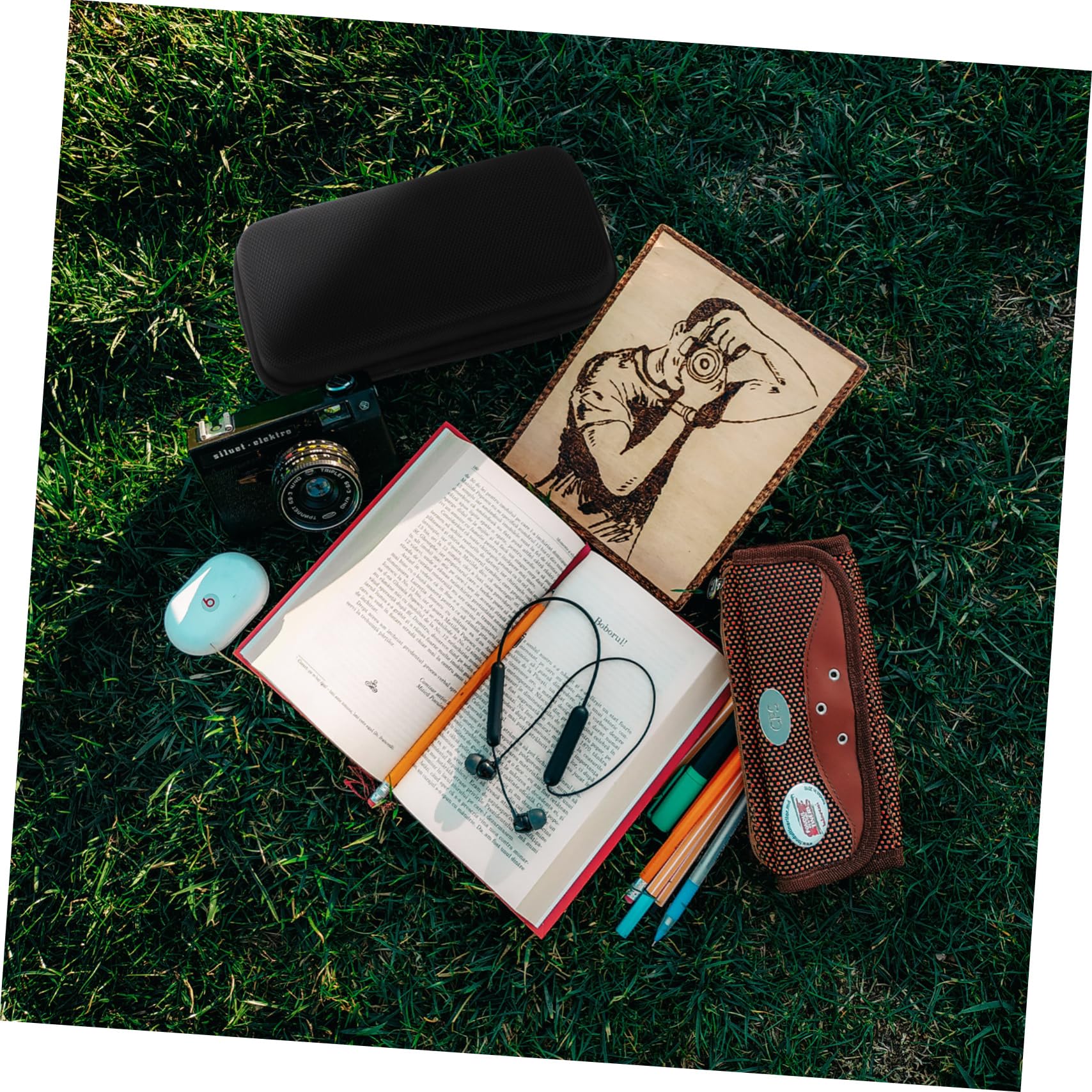 Holibanna Box Microphone Carrying Case Pouch with Shockproof Lining Lightweight and Durable for Travel and Daily Use Organize Accessories with Built Mesh Pocket Black