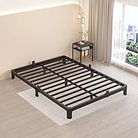 Vista 8 de MAF Marco de cama de plataforma de metal de tamaño completo de 4 pulgadas con patas de esquina redondas, soporte de listones de acero resistente