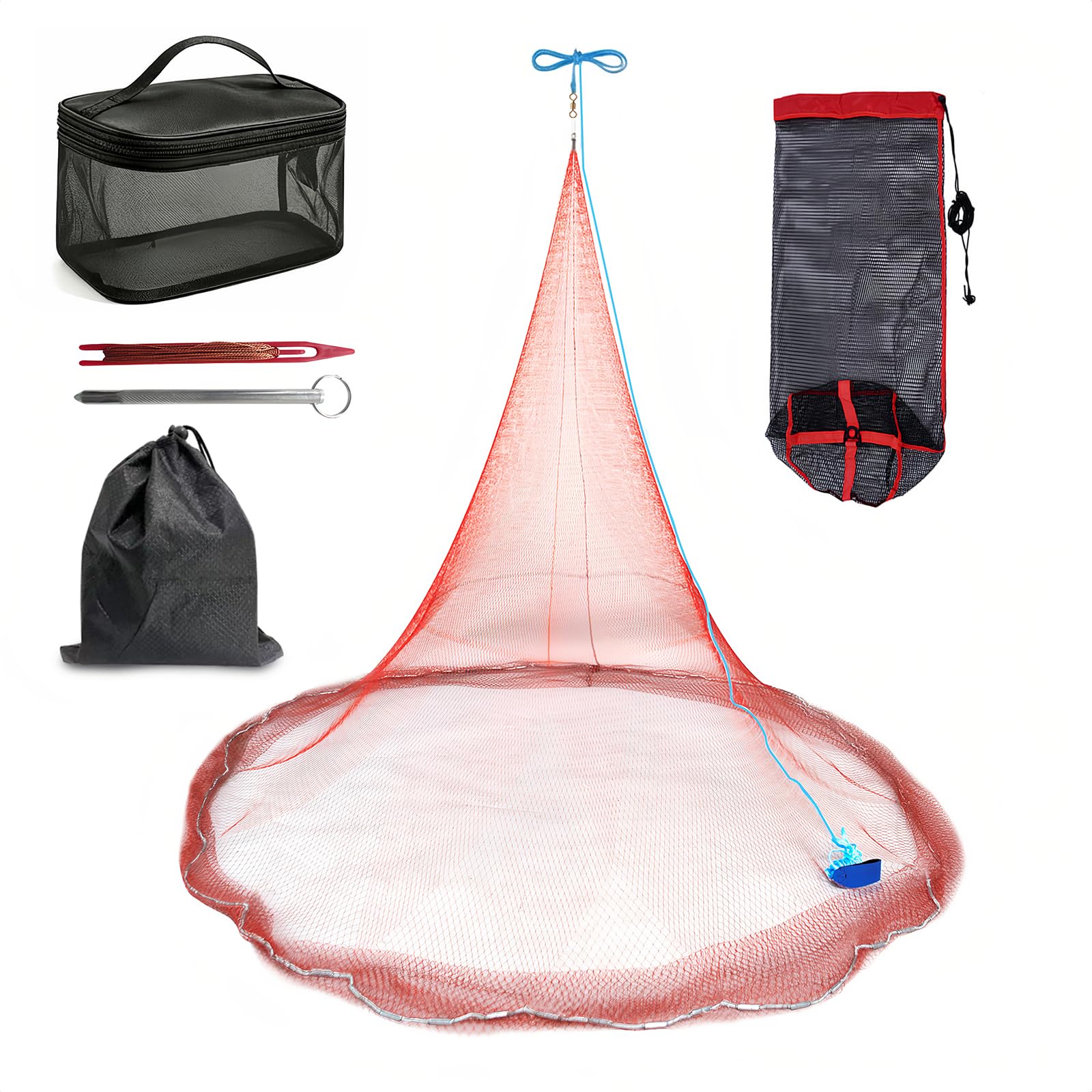 Filet de pêche, filet de pêche de 1,5 à 2,4 m, maille de 1 cm et 1,6 cm