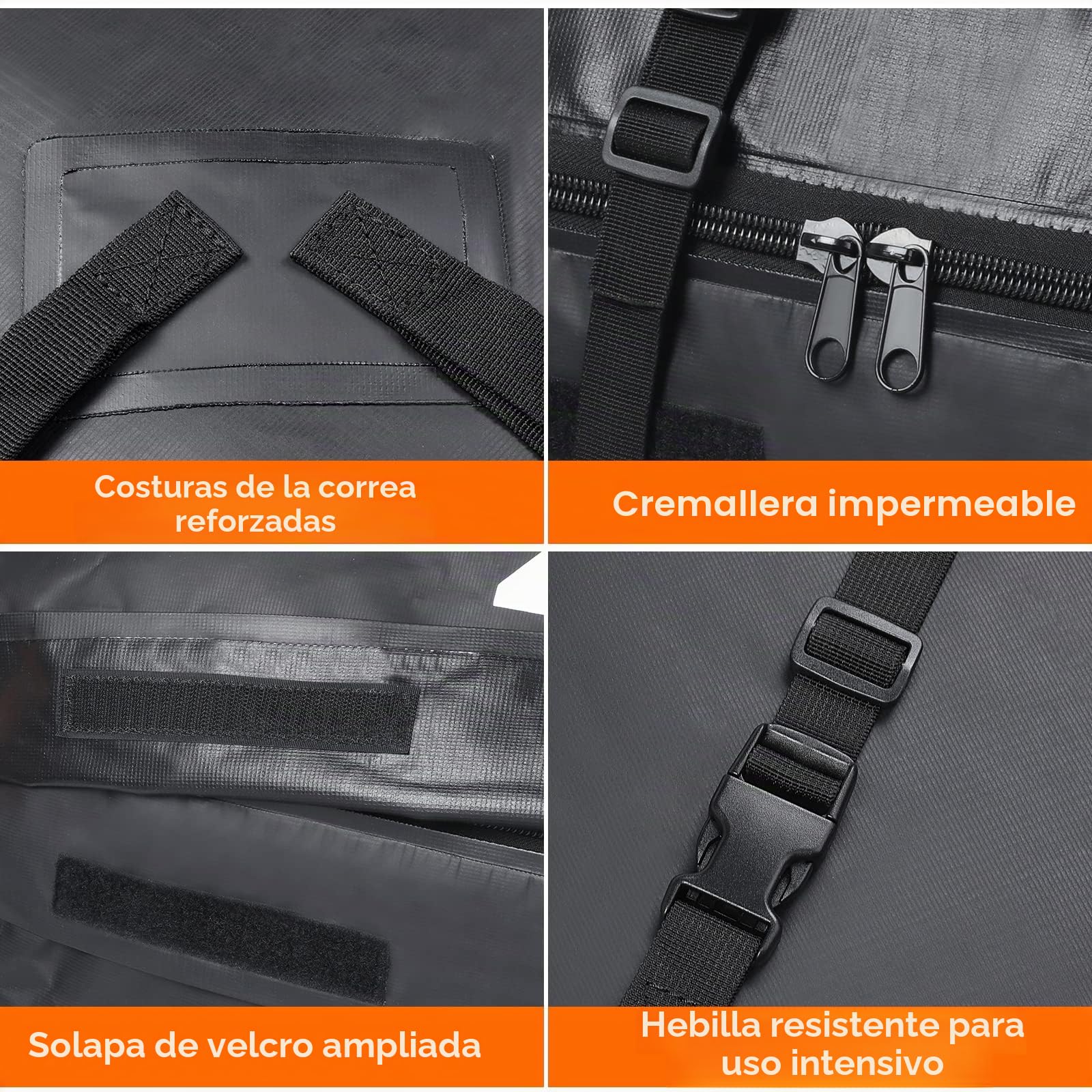 Zacro 425L Bolsa de Techo,Techo Coche Plegable 15 Pies Cúbicos, con Tapete Antideslizante y Equipaje Candado para Vehículos con o sin Barras de Techo, Incluye 10 Correas Reforzadas y 6 Puerta Ganchos