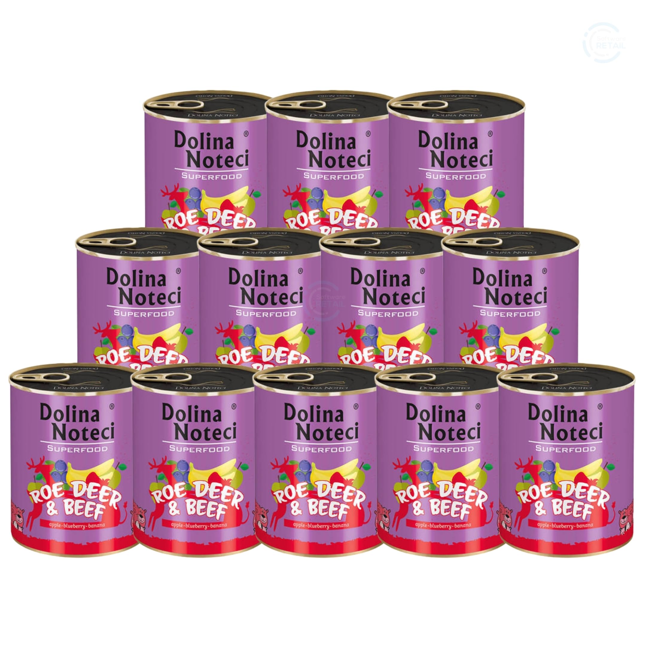 Dolina Noteci Premium Superfood Wet Dog Food with Roe Deer & Beef, Grain-Free High Protein (12x800g)