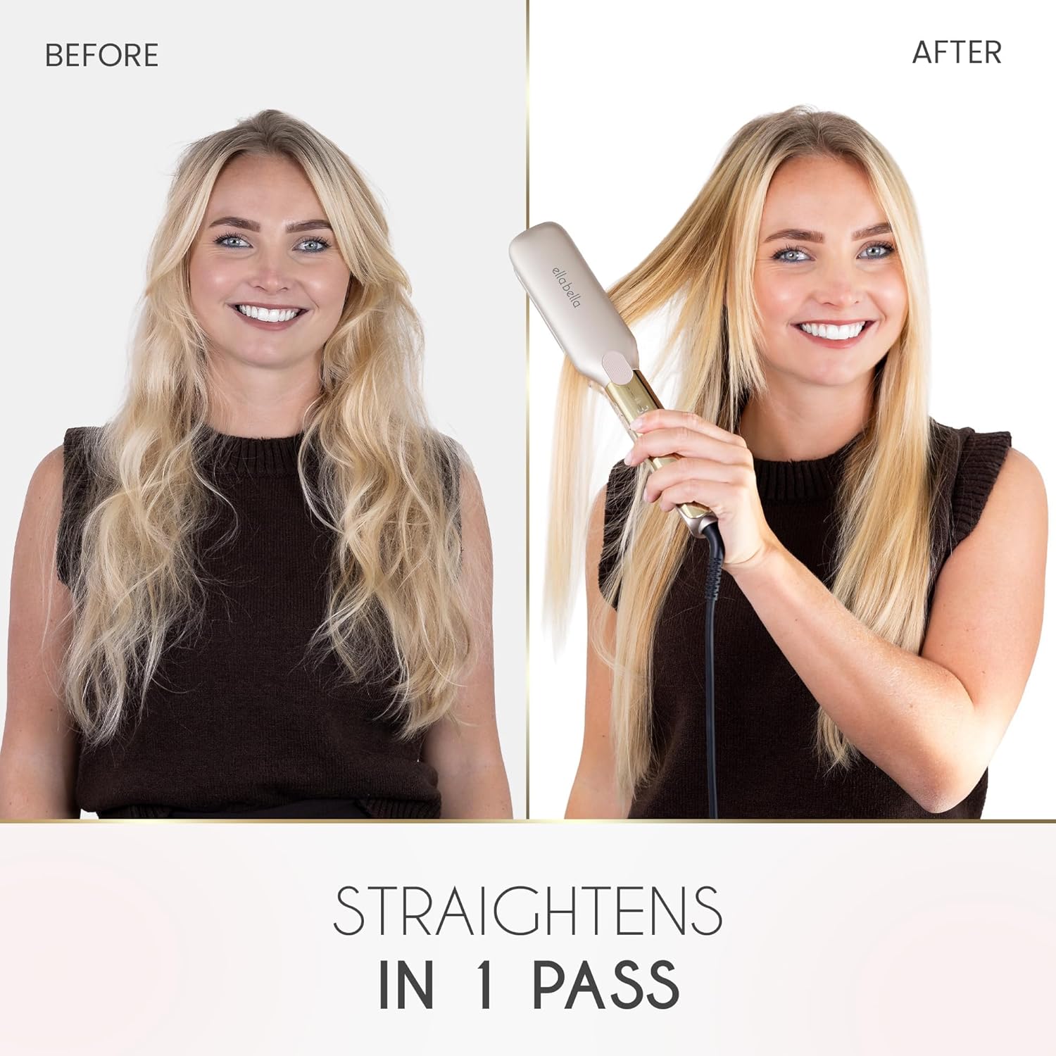 ELLA BELLA® Titanium Flat Iron Hair Straightener (with Infrared) • Professional Straightening Iron • Digital Display to Accurately Control Temperature • As Featured in Good Housekeeping - Image 3