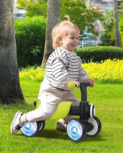 Miniatura 8 de Bicicleta de equilibrio colorida con ruedas brillantes para niños de 1 año, bicicleta de equilibrio para bebés de 12 a 24 meses con música suave,