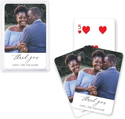 Miniatura 7 de WEDDINGSTAR Regalo de naipes impreso con foto personalizada, elegancia escrita a mano (paquete de 5)