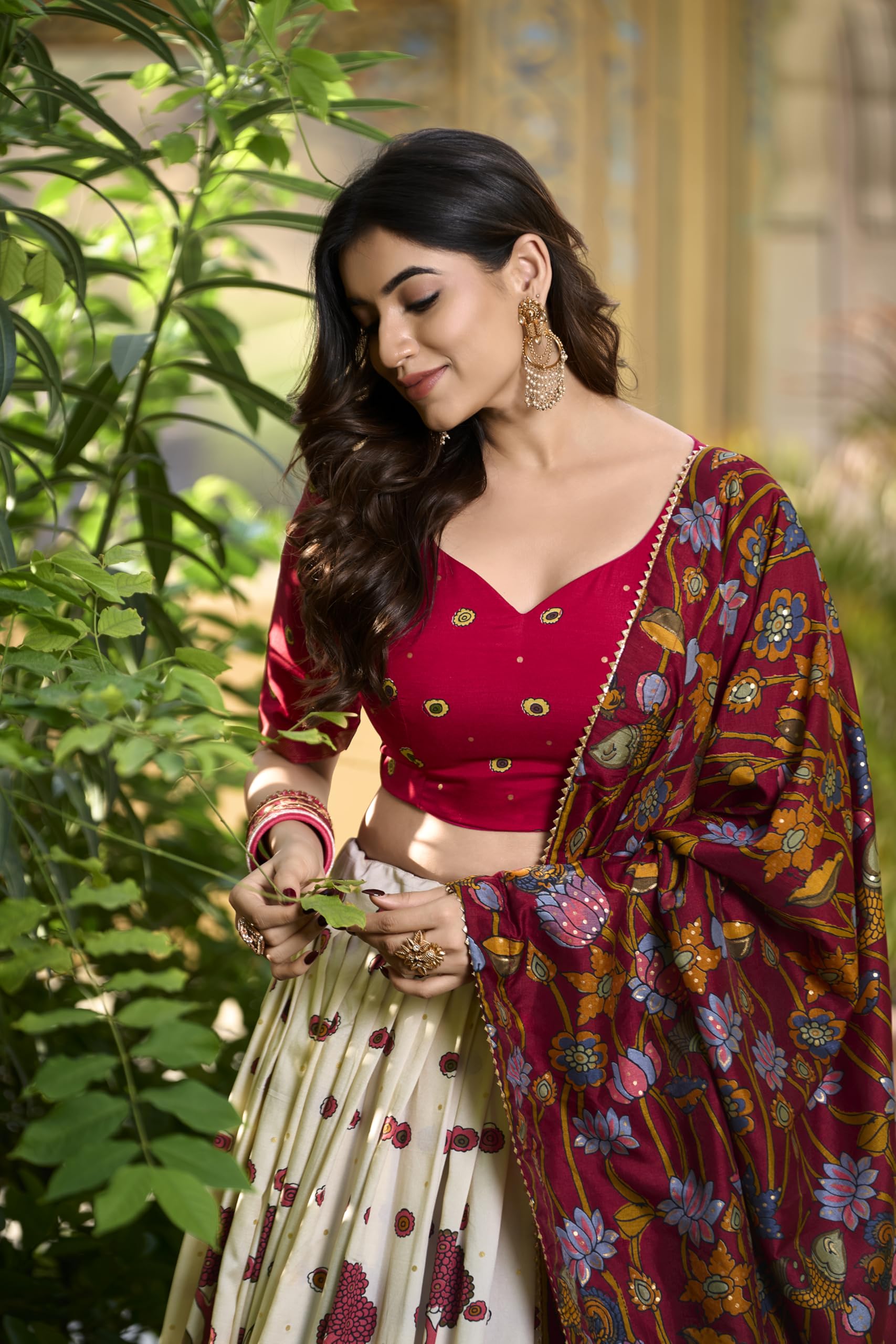 LooknBook Art Women Silk Unstitched Lehenga Choli (ARD1219OWT_Off White_Free Size) - Image 3 thumbnail