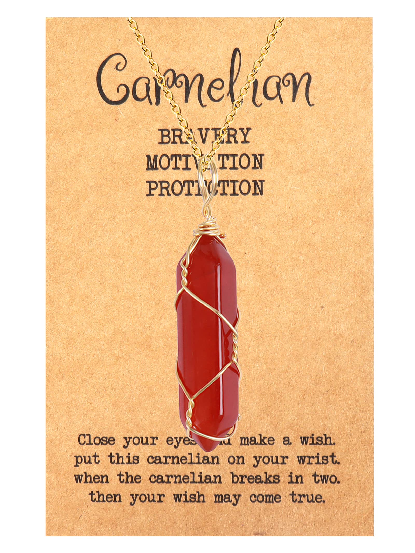 Dcfywl731 Carnelian Crystal Necklace for Women ,Carnelian Healing Stone Necklace,Carnelian Pendant Women Wire Wrapped Jewelry, Copper, other