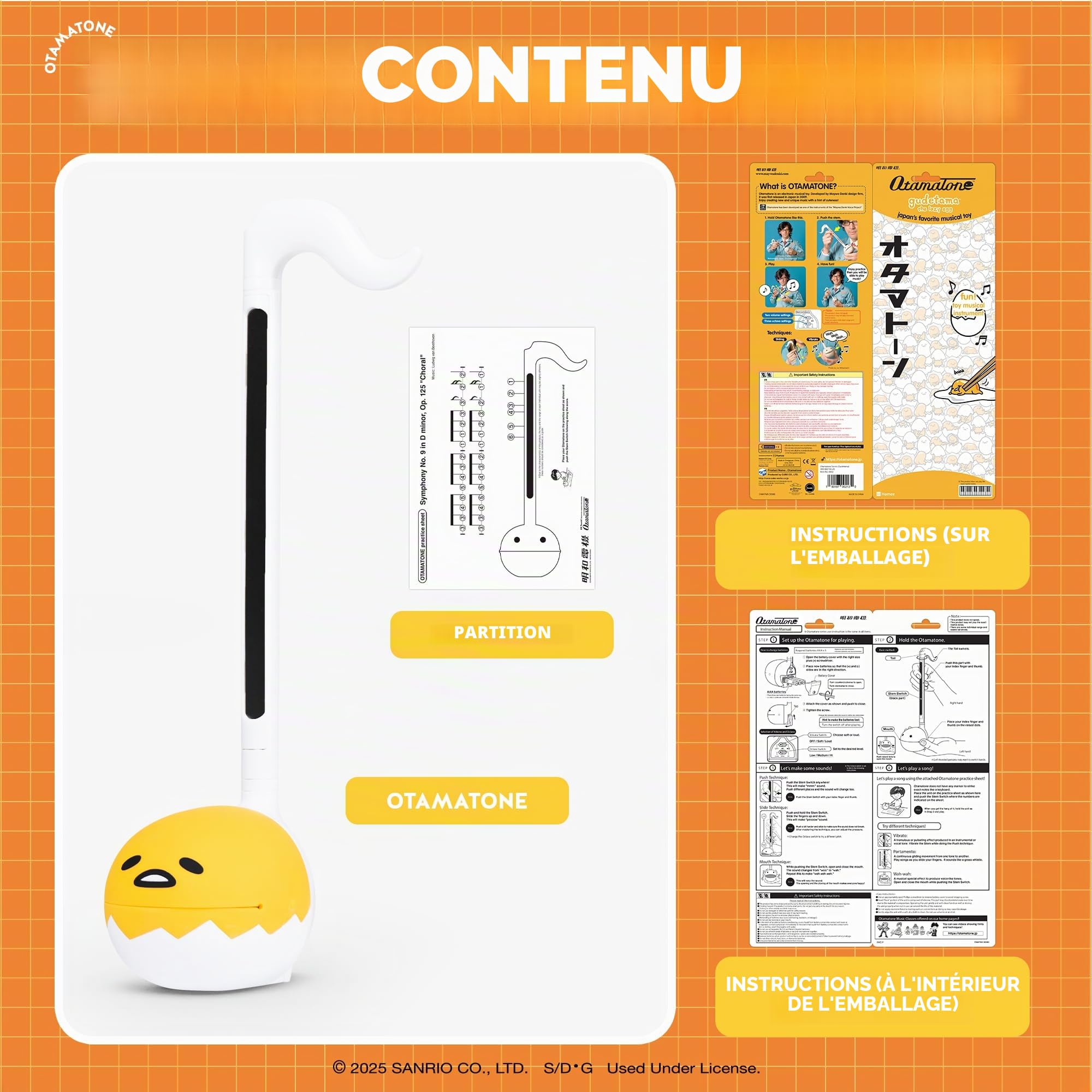 Otamatone Édition spéciale Sanrio (Gudetama) – Instrument de synthétiseur électronique amusant par Maywa Denki (licence officielle) [Comprend une feuille de chanson et des instructions en anglais]
