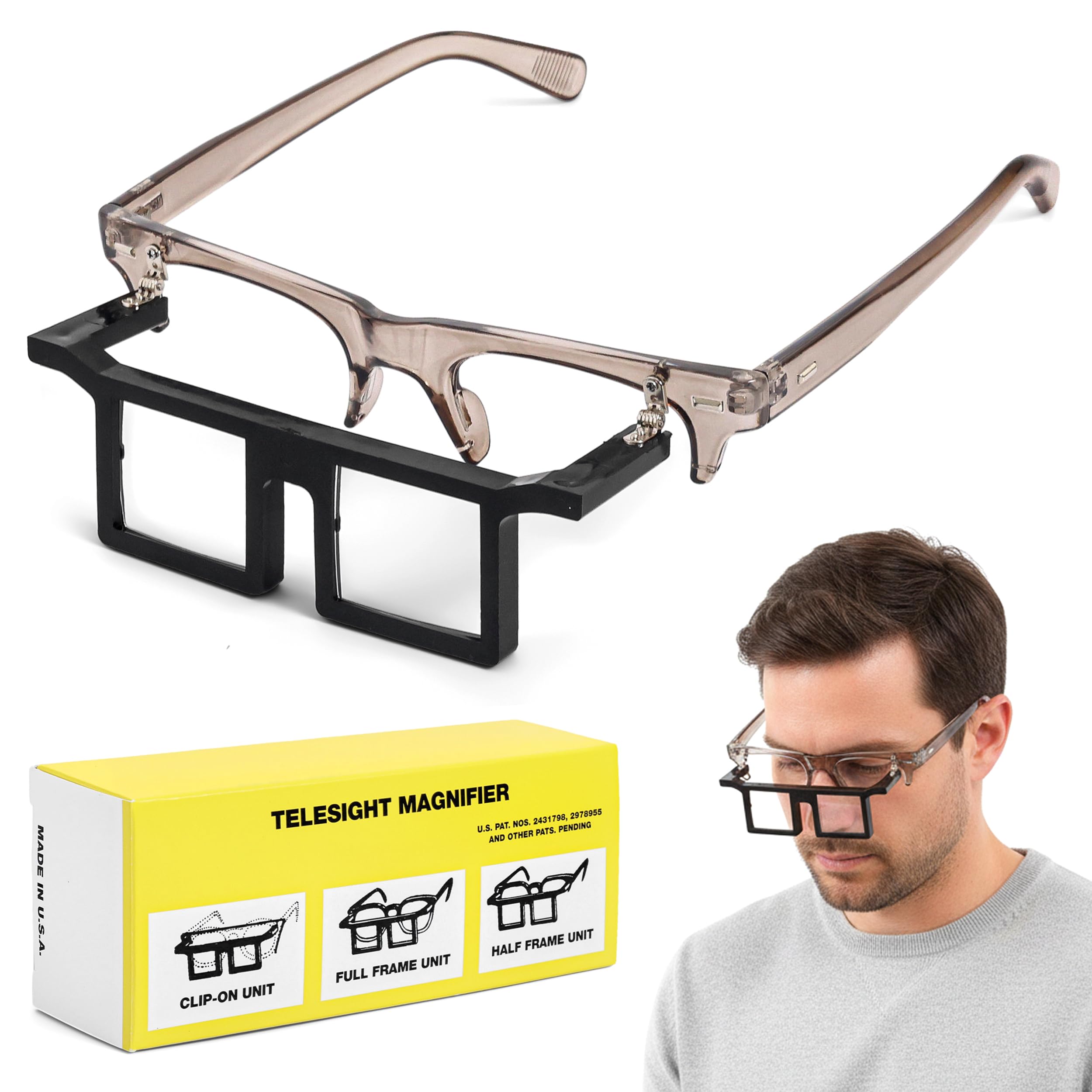 Telesight Halbrahmen # 44 Juwelierbrille, Lupe, Headset, leicht, erhältlich in 3 Stärken, Kopfbandlupe, perfekte Juwelier-Visionbrille und Wimpernlupe – Schwarz